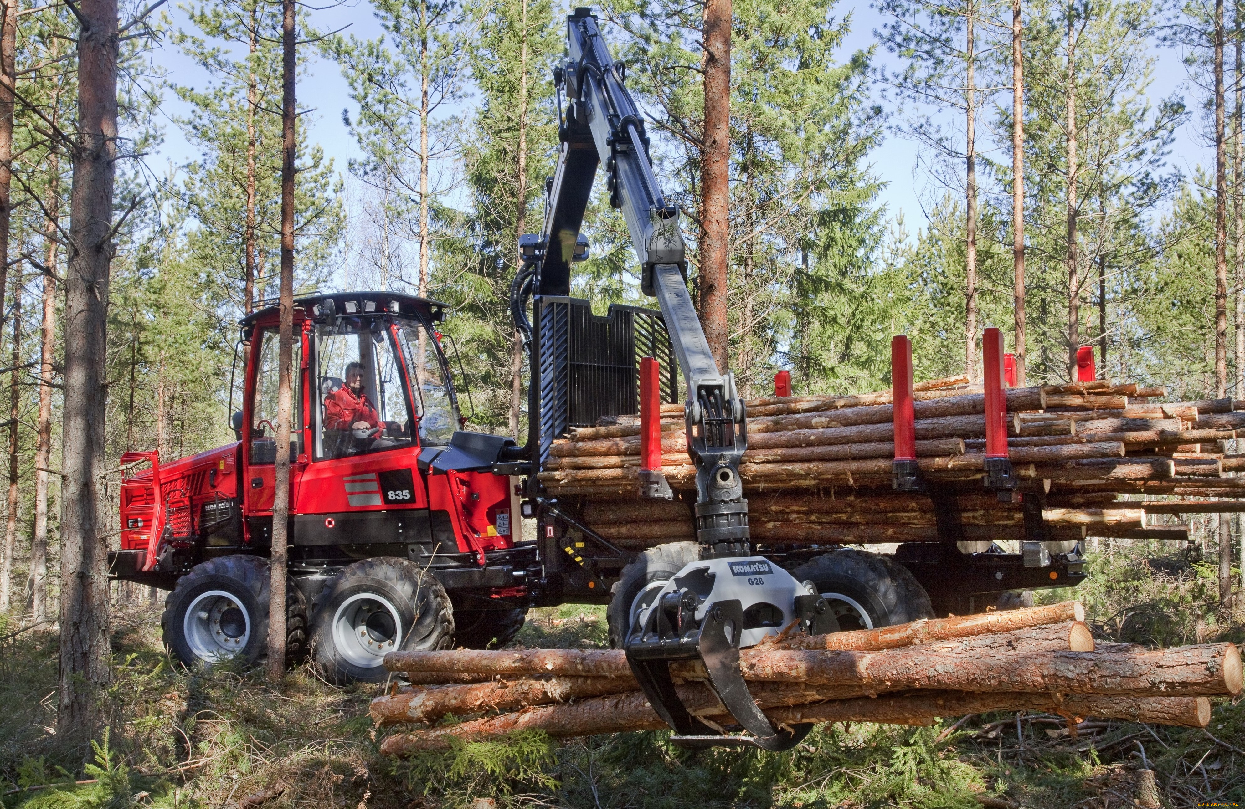 техника, лесоповалочная, техника, komatsu