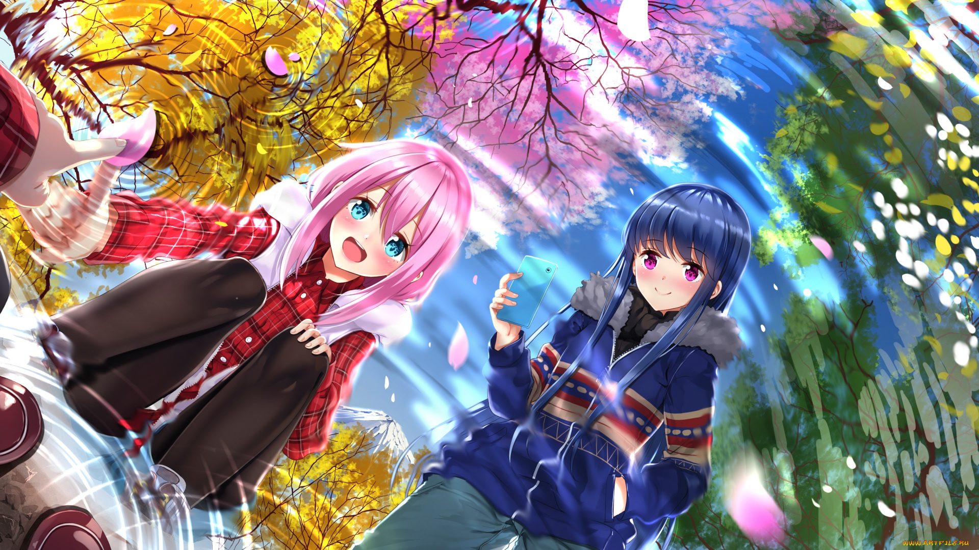 аниме, laid-back, camp, swordsouls, kagamihara, nadeshiko, yuru, camp, shima, rin