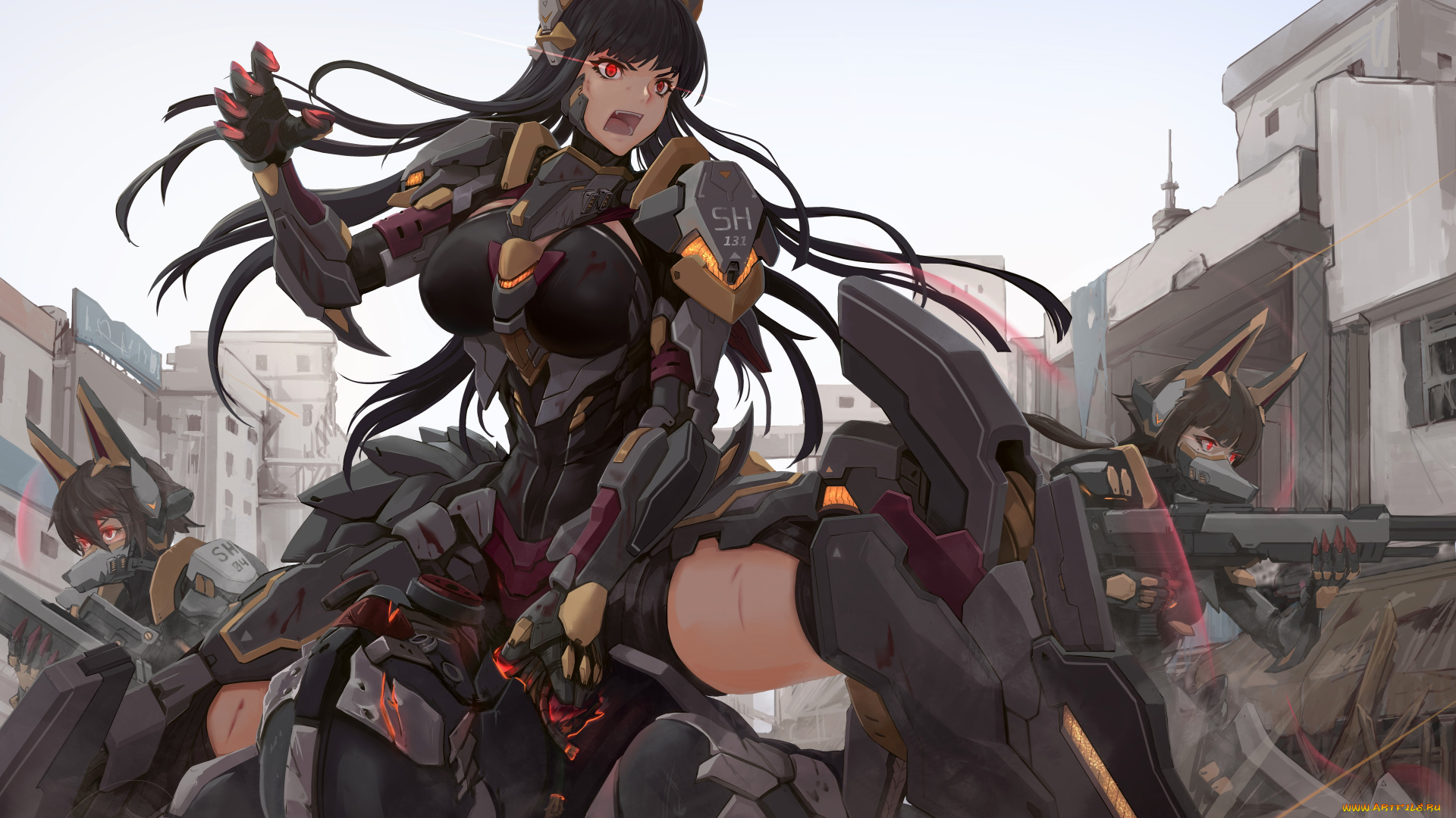 аниме, оружие, , техника, , технологии, девушка