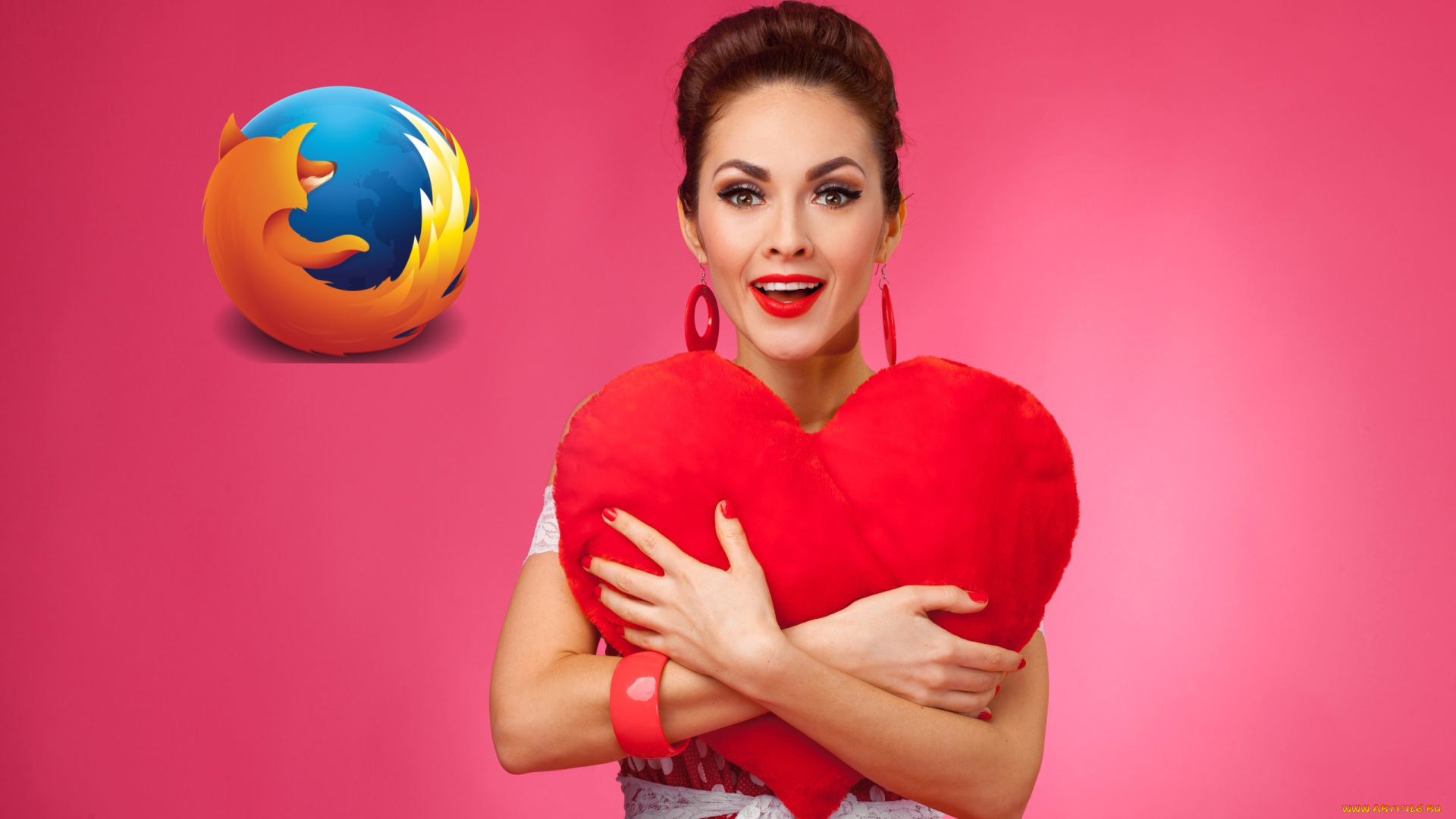 компьютеры, mozilla, firefox, девушка, логотип, фон, взгляд