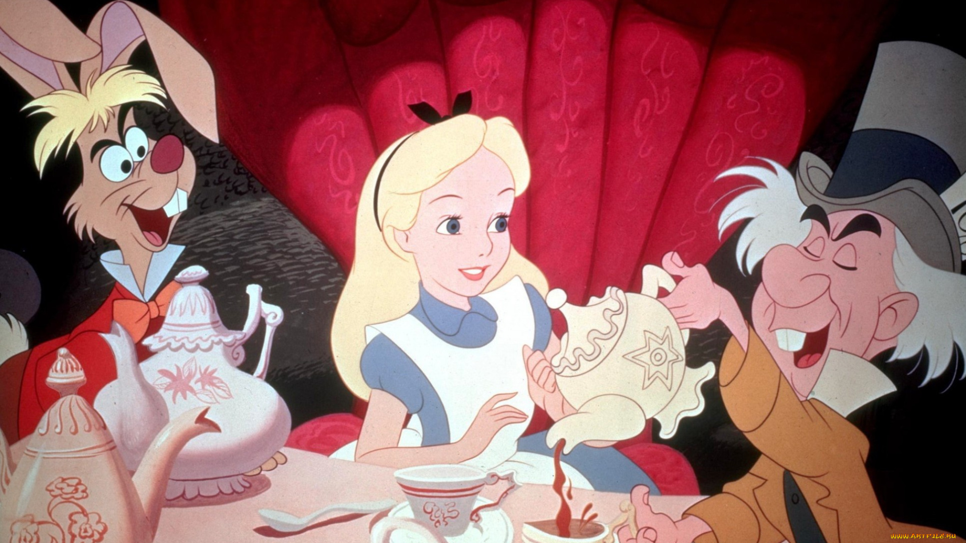 мультфильмы, alice, in, wonderland, заяц, алиса, шляпник, чаепитие