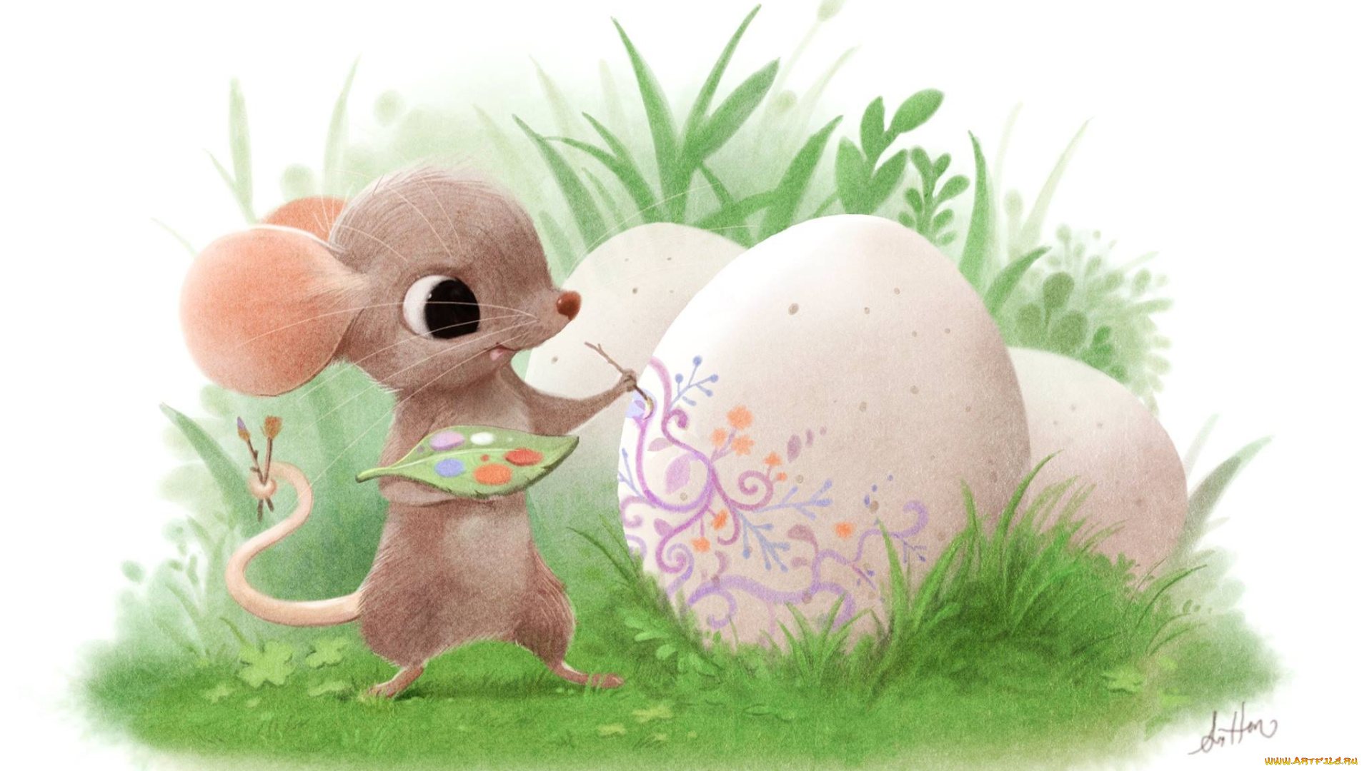 рисованное, праздники, детская, sydney, hanson, арт, праздник, пасха, яйцо, мышка, мазанка