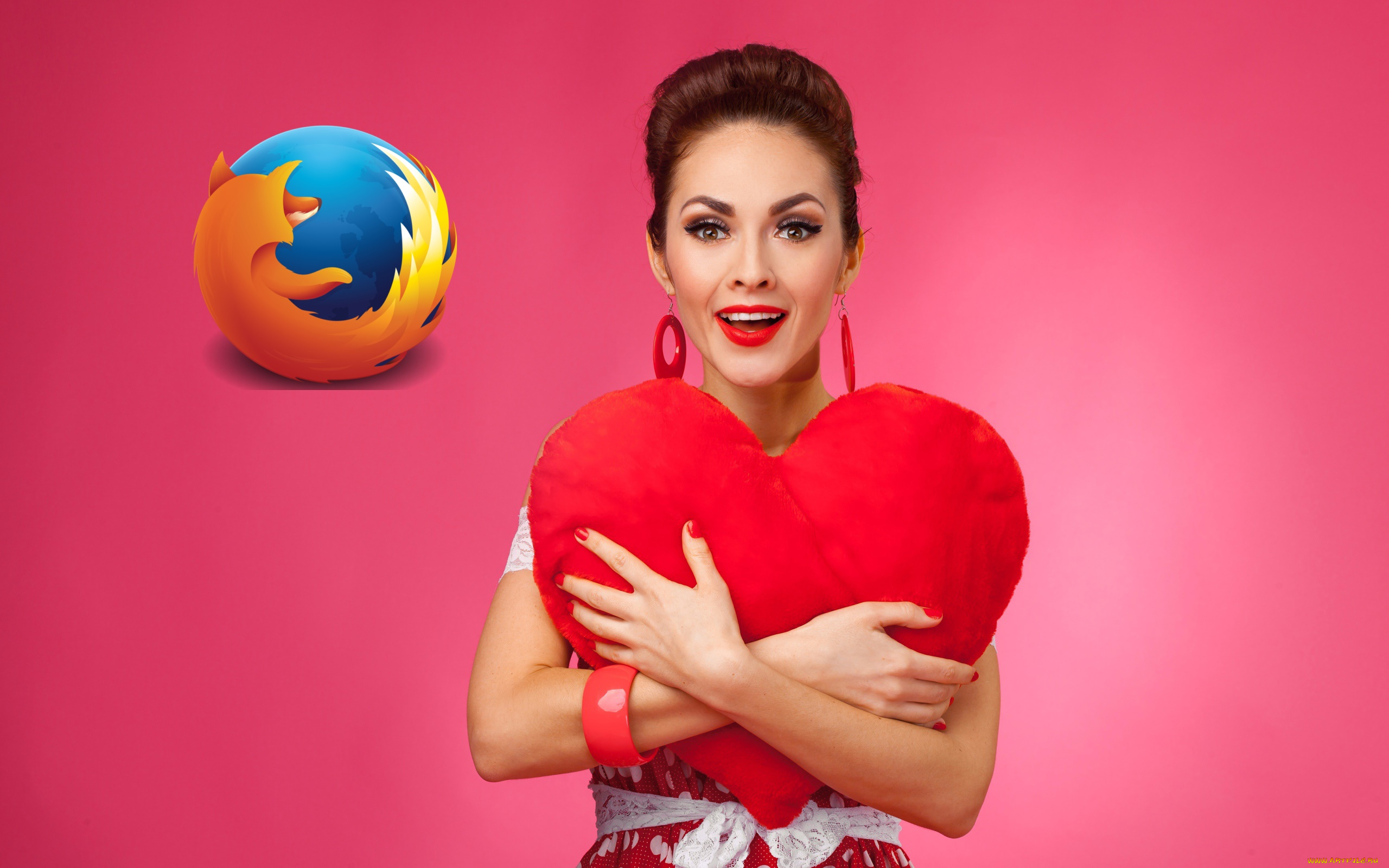 компьютеры, mozilla, firefox, девушка, логотип, фон, взгляд