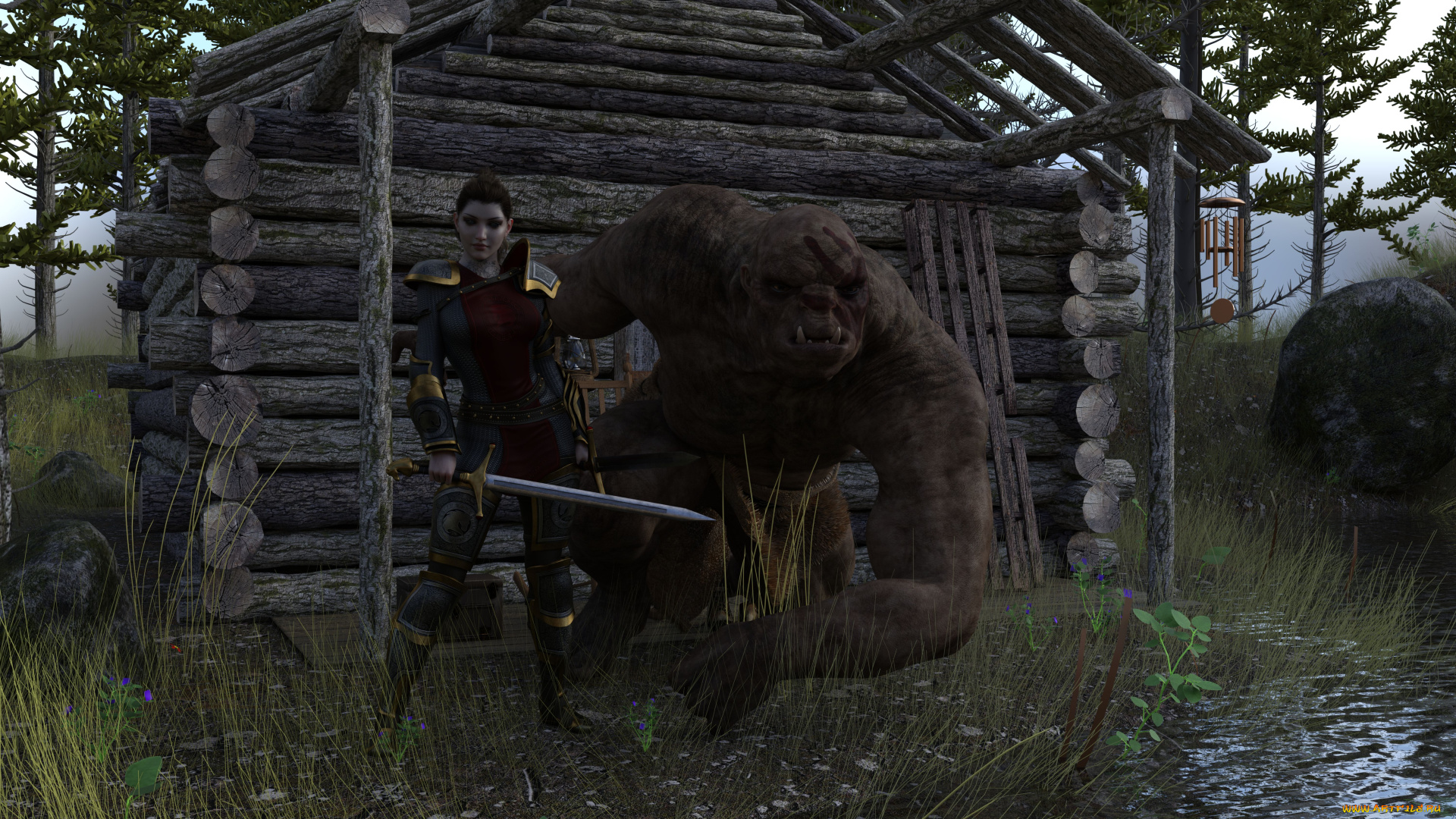 3д, графика, фантазия, , fantasy, взгляд, девушка, фон