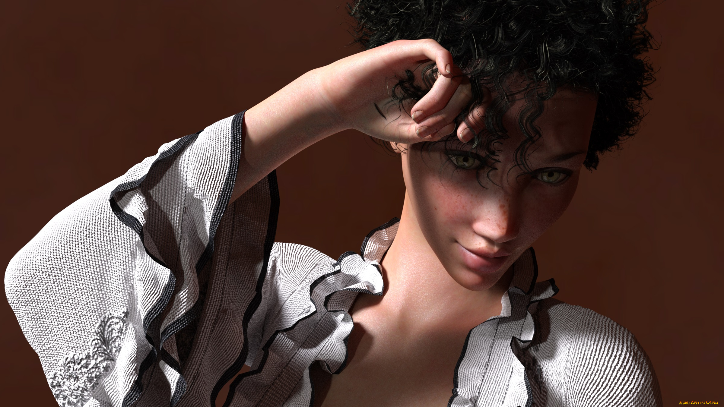 3д, графика, люди, , people, девушка, взгляд, фон