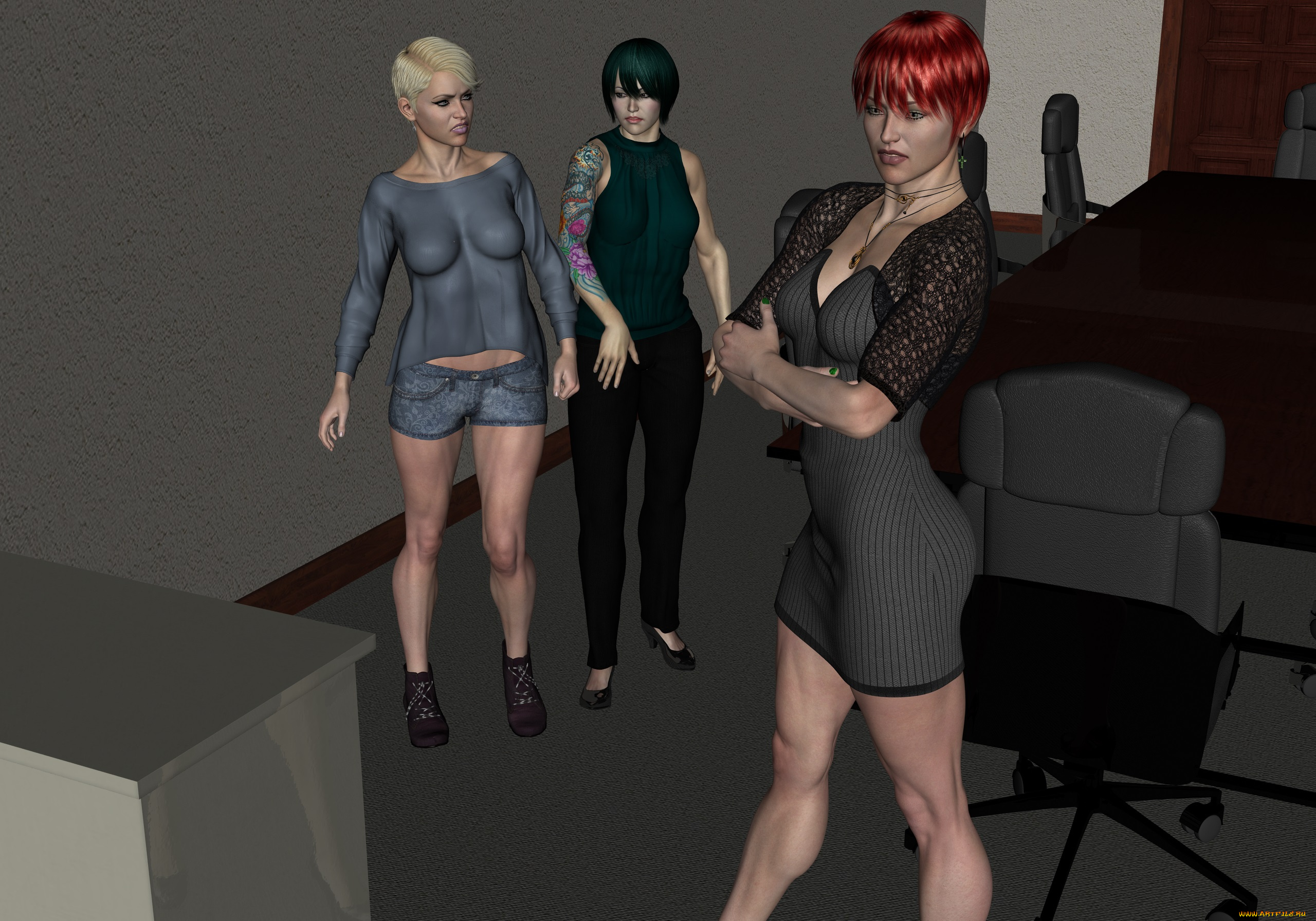 3д, графика, люди, , people, девушки, фон, взгляд