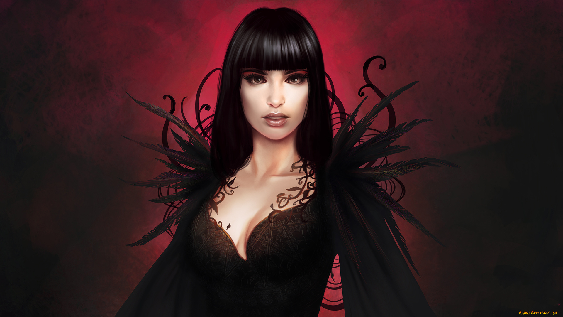 фэнтези, девушки, девушка, фон, взгляд, платье