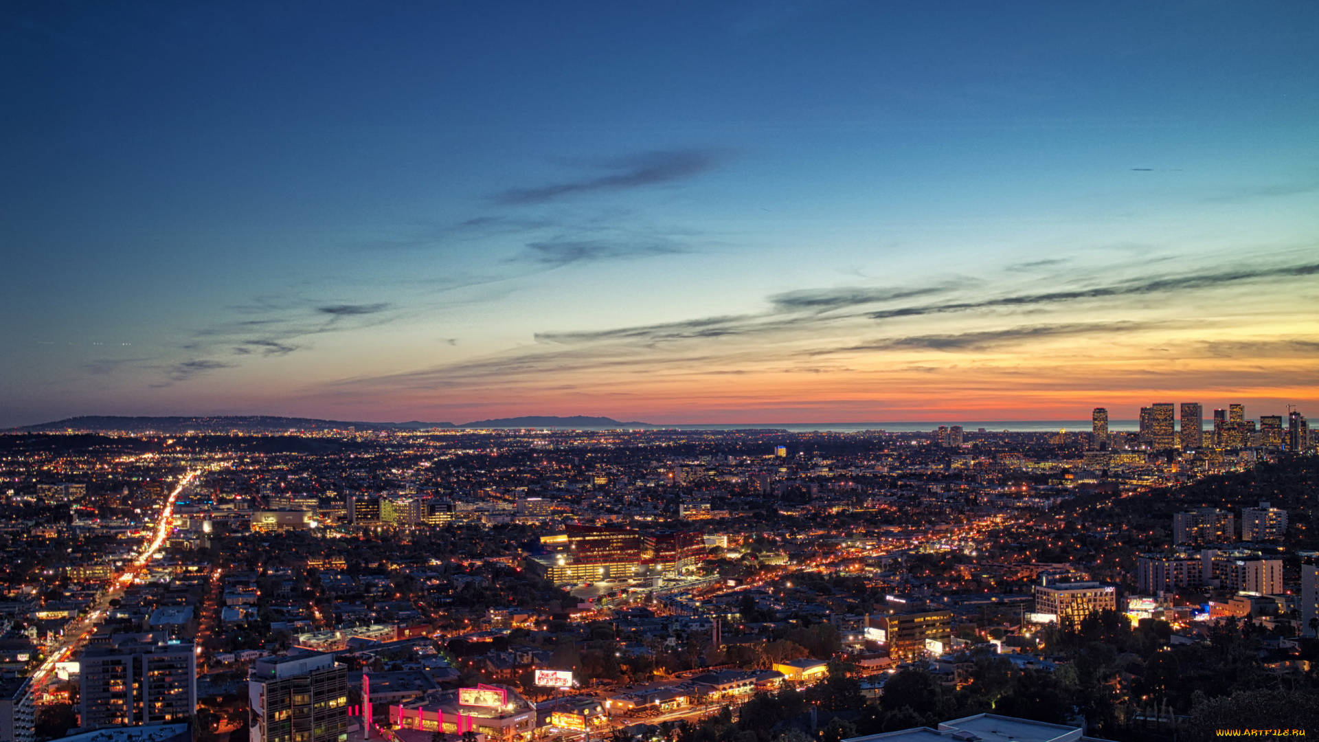 города, лос-анджелес, , сша, панорама