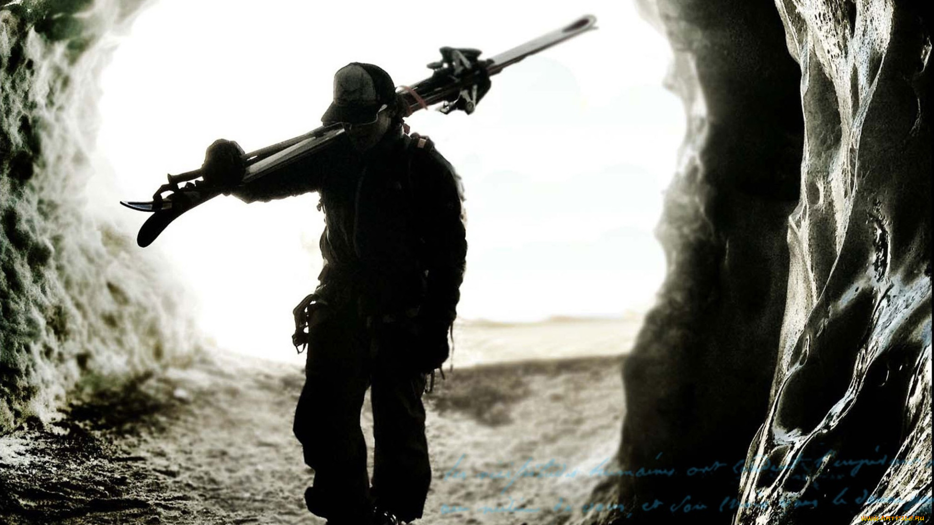 разное, люди, человек, лыжи, пещера