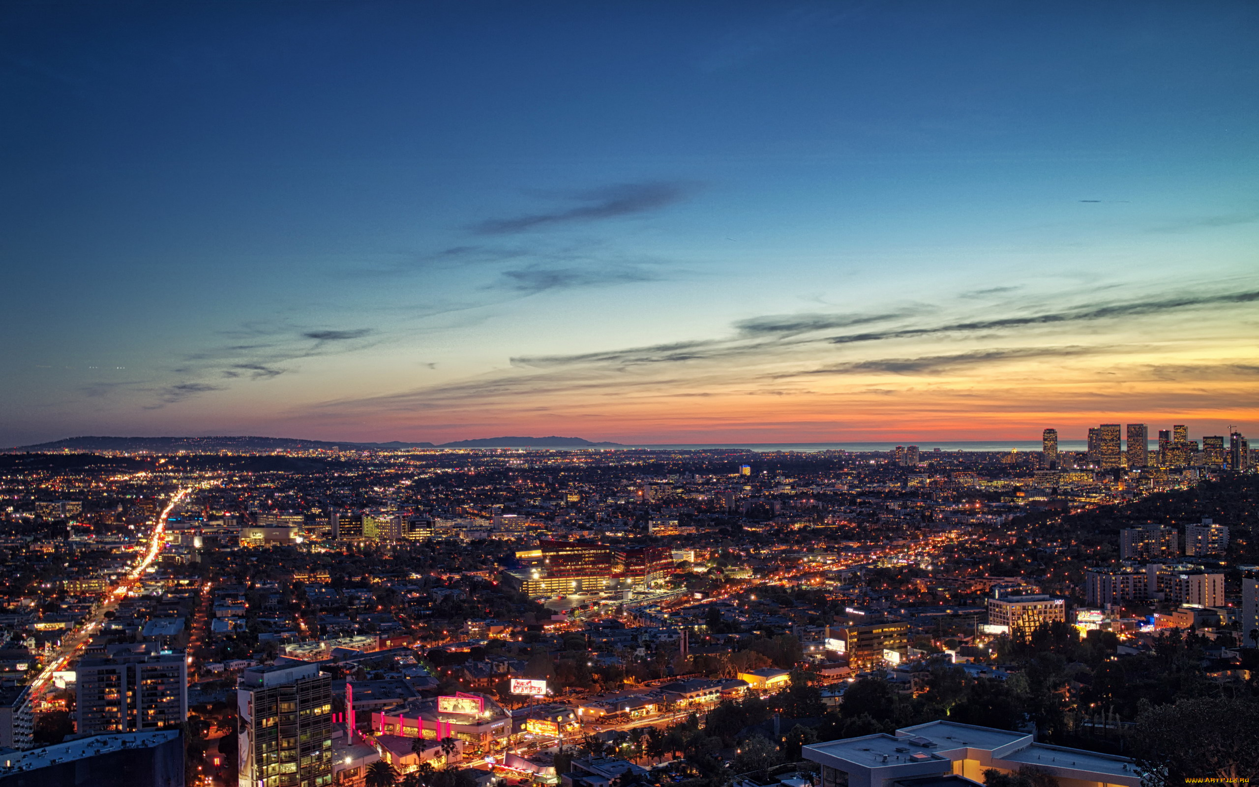 города, лос-анджелес, , сша, панорама