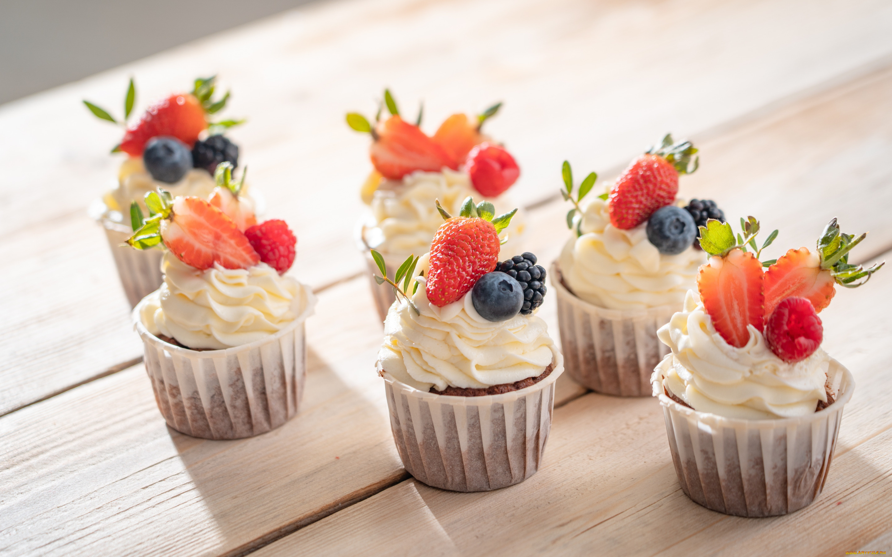 еда, пирожные, , кексы, , печенье, ягоды, крем, кексы