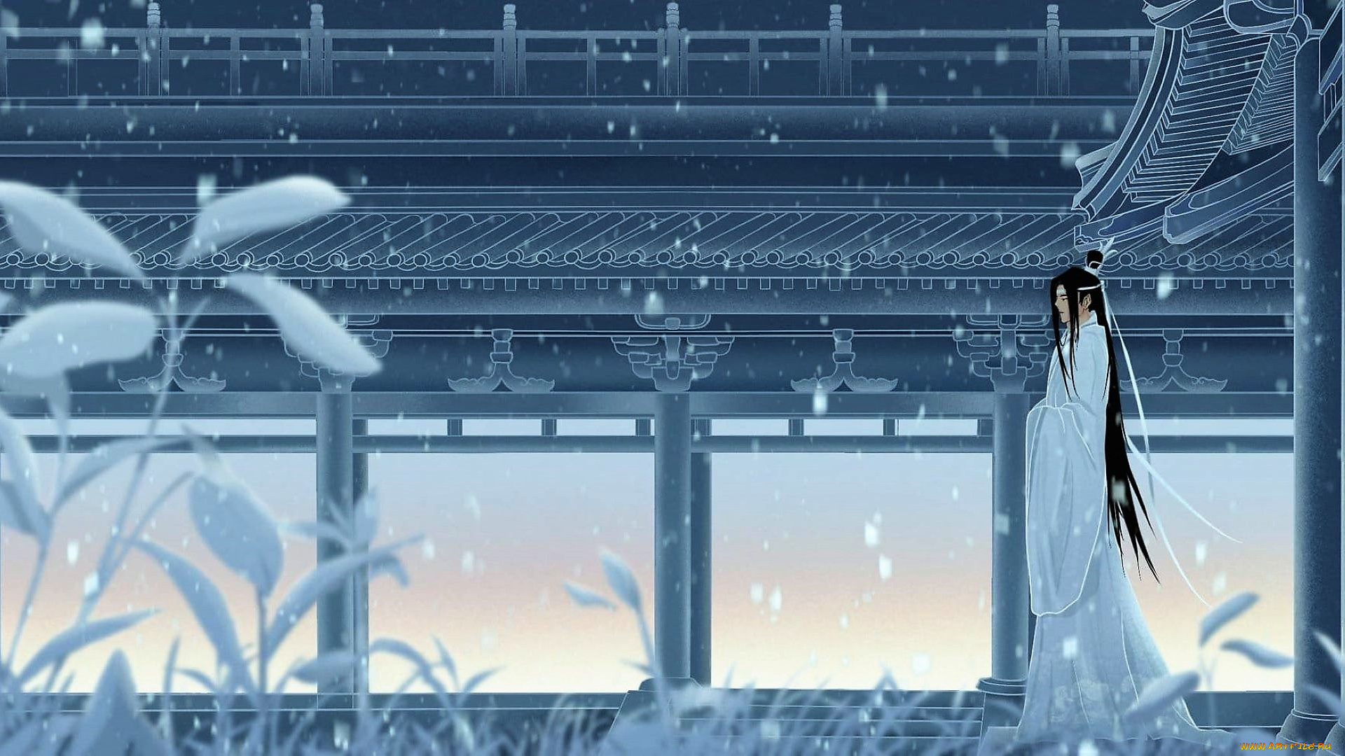 аниме, mo, dao, zu, shi, лань, дворец, зима
