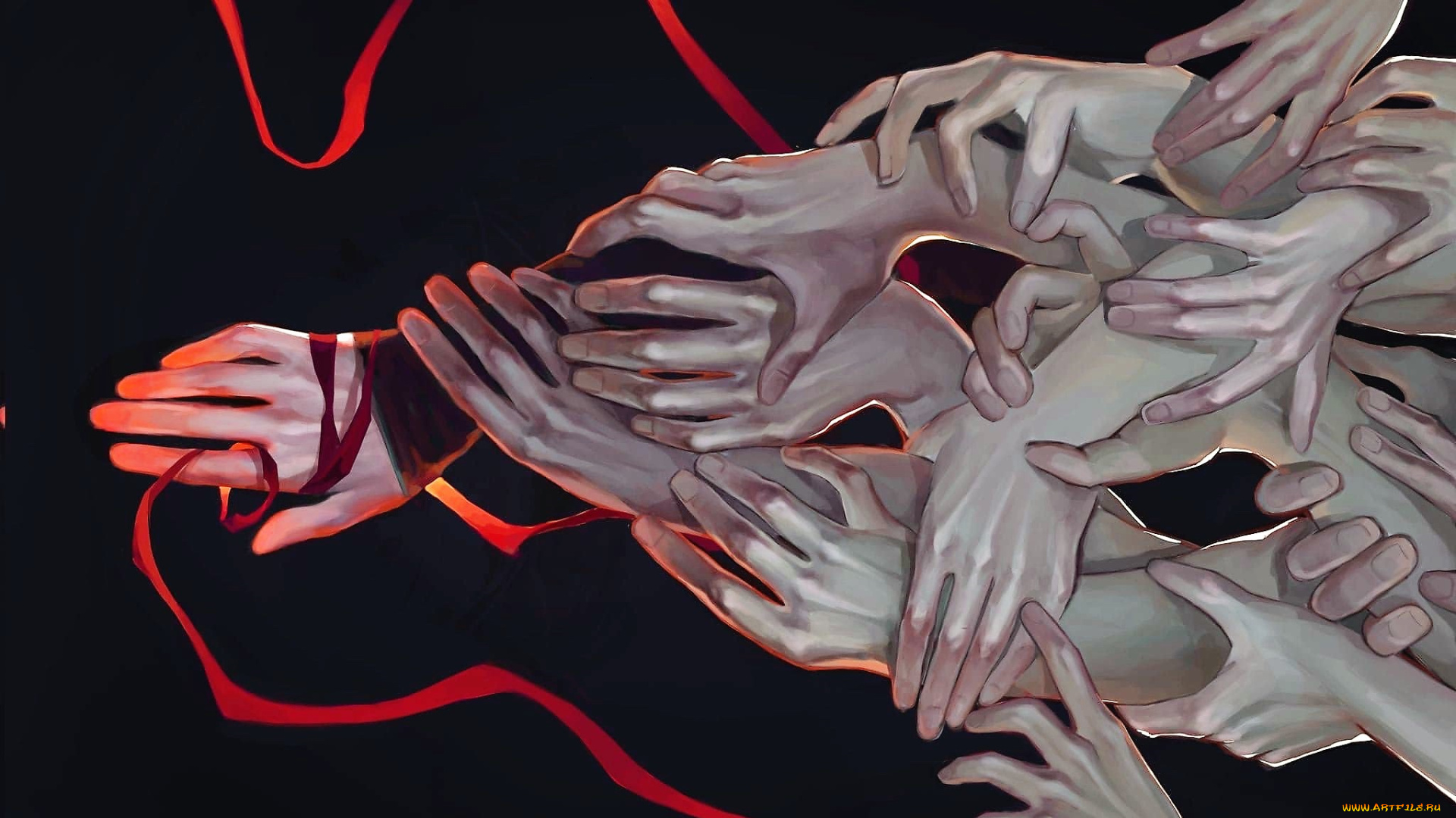 аниме, mo, dao, zu, shi, руки, лента