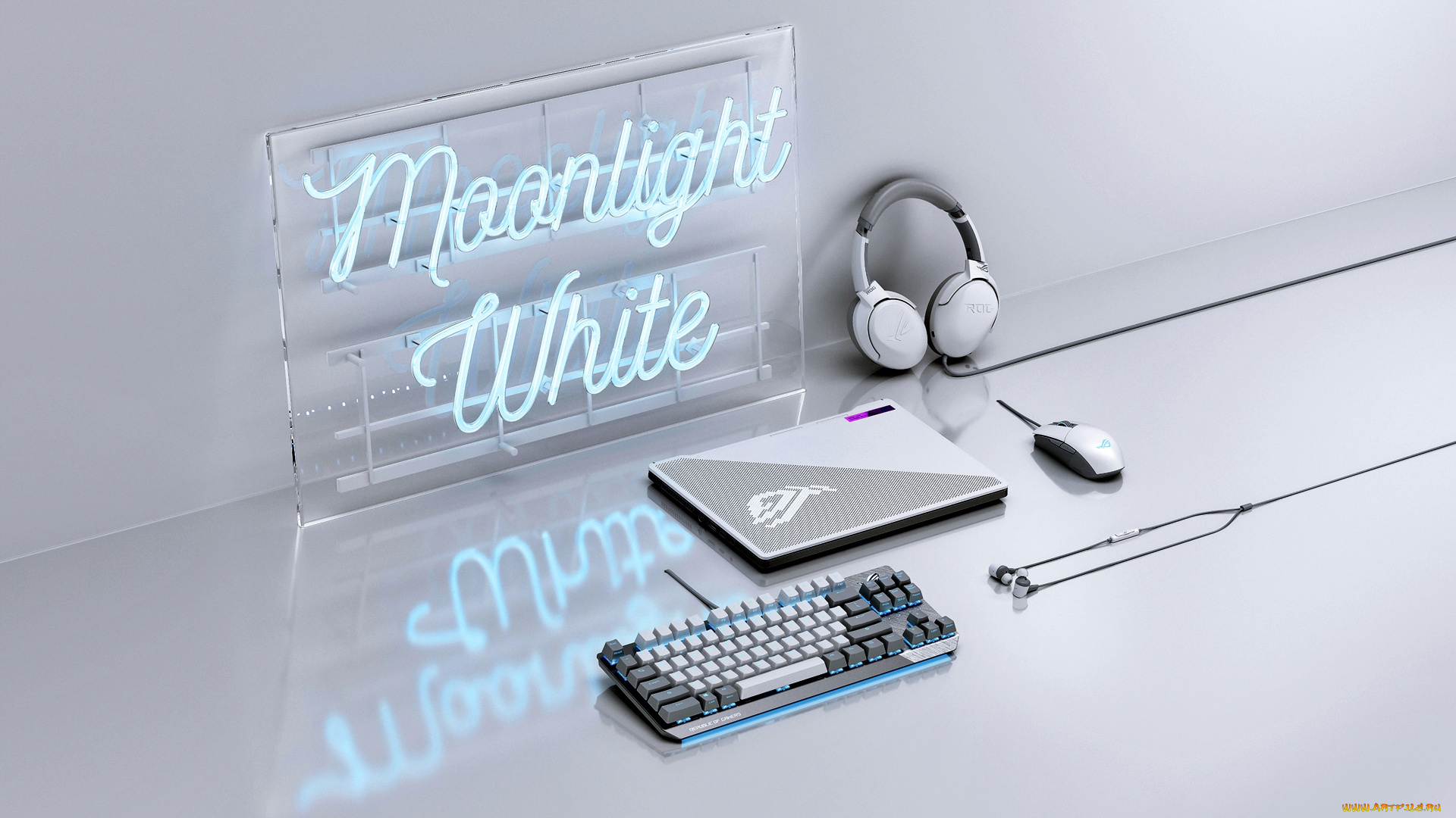 asus, компьютеры, обои, наушники, wallpaper, клавиатура, ноутбук, электроника, hi, tech, rog, гаджеты, неоновая, вывеска