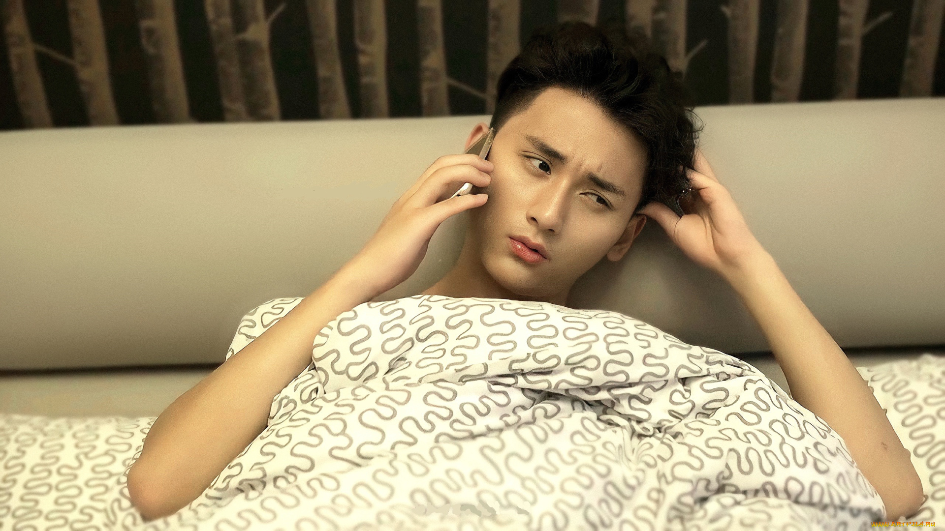 мужчины, ji, li, актер, телефон, постель