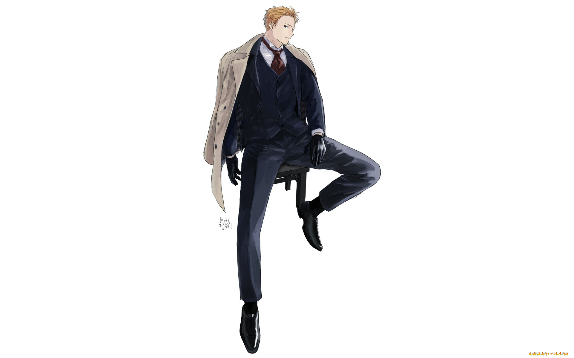 аниме, unknown, , другое, , парень, костюм, пальто