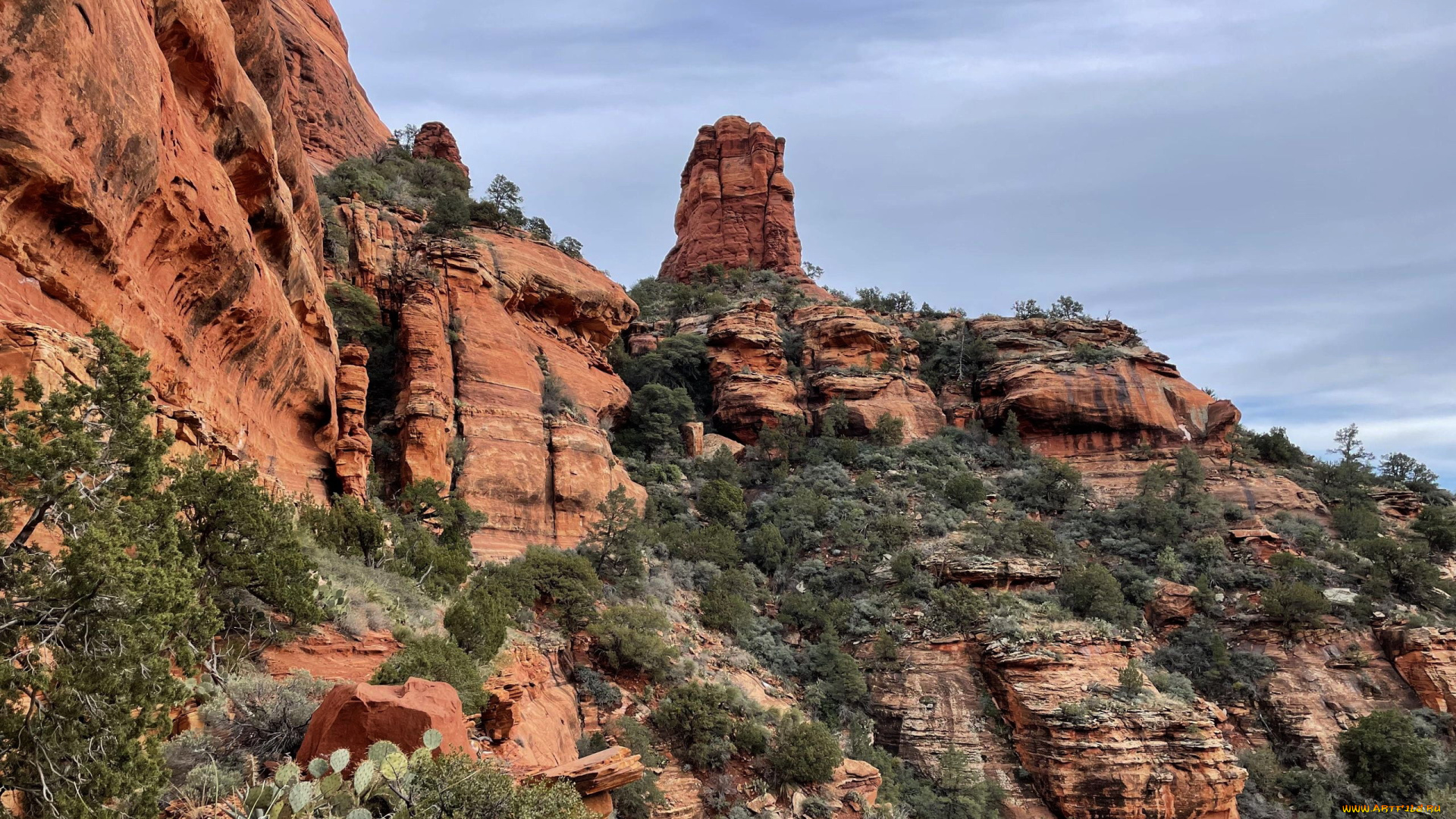 lookout, tower, from, fay, canyon, arch, sedona, arizona, природа, горы, lookout, tower, from, fay, canyon, arch