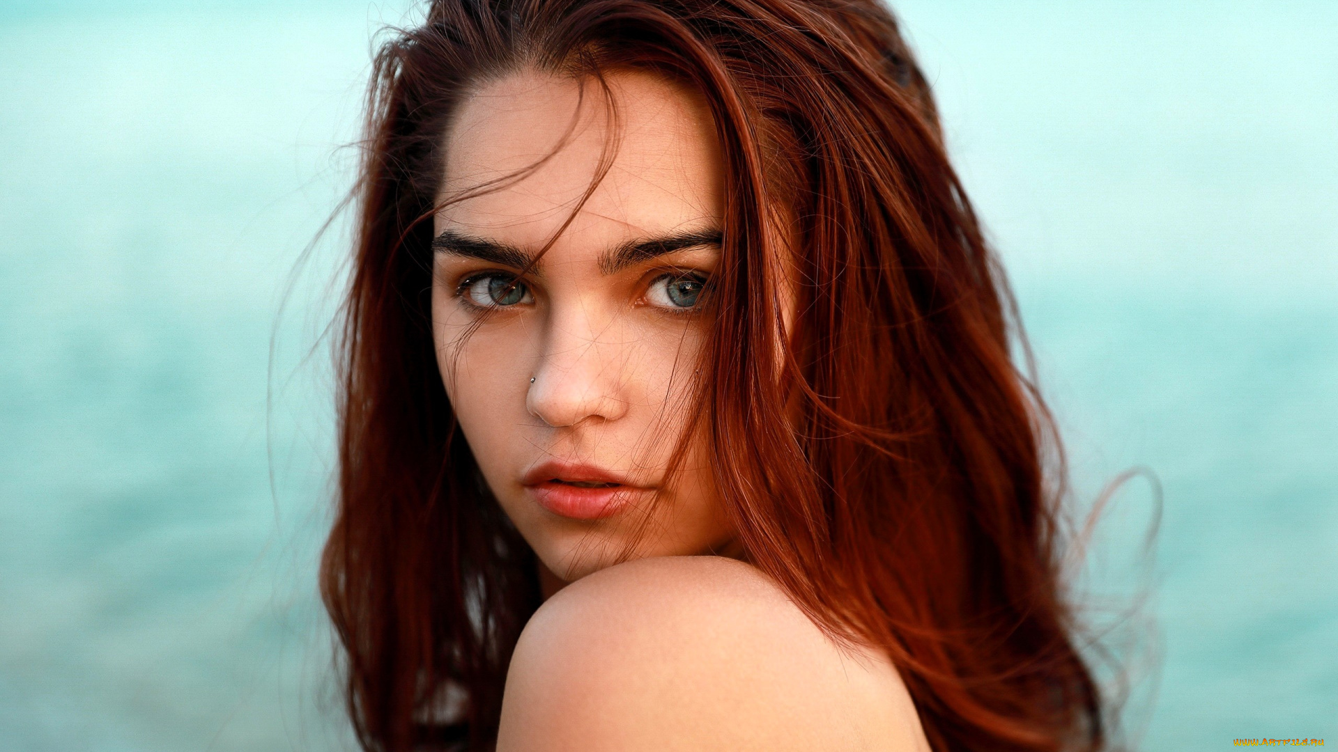 девушки, -, лица, , портреты, рыжая, лицо