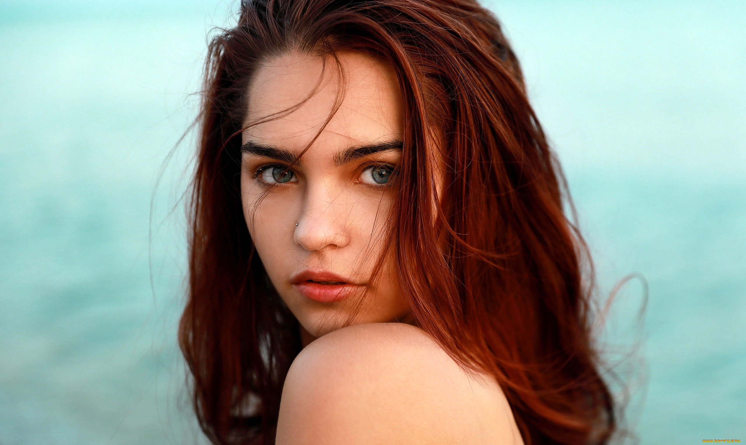 девушки, -, лица, , портреты, рыжая, лицо