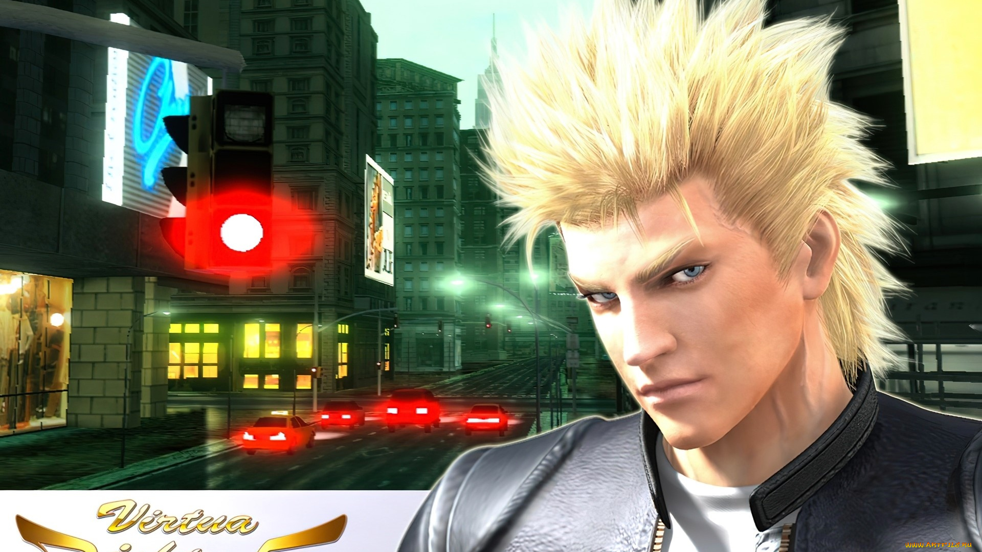 видео, игры, virtua, fighter, 5, парень, блондин, лицо, куртка, город, улица, машины