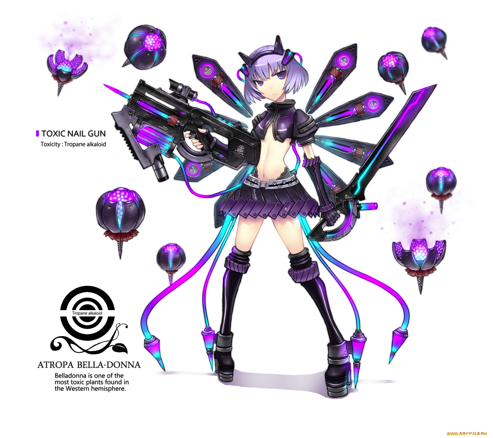 аниме, weapon, blood, technology, девушка, оружие