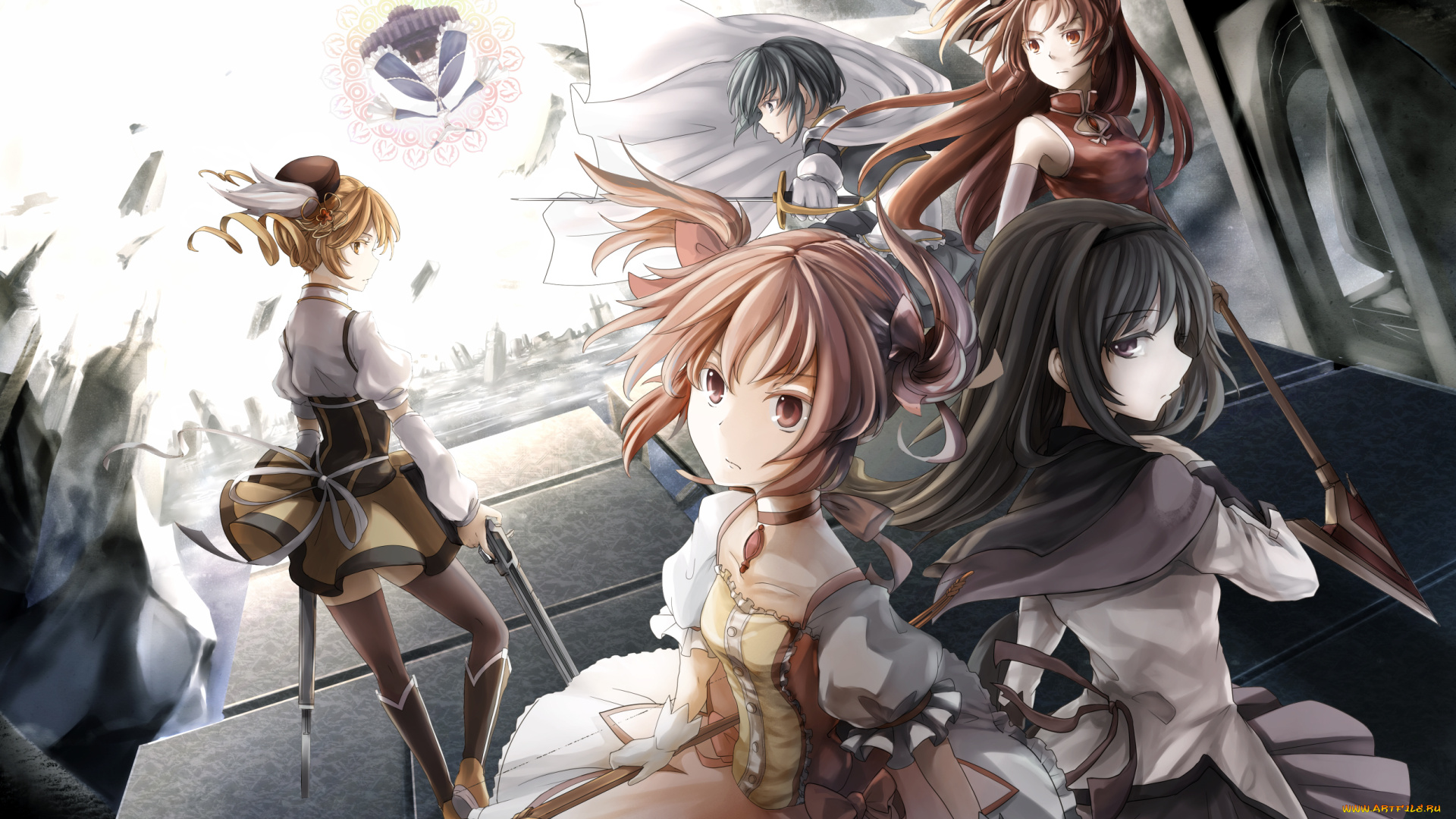аниме, mahou, shoujo, madoka, magika, akemi, homura, kaname, sakura, kyouko, tomoe, mami, miki, sayaka, magica