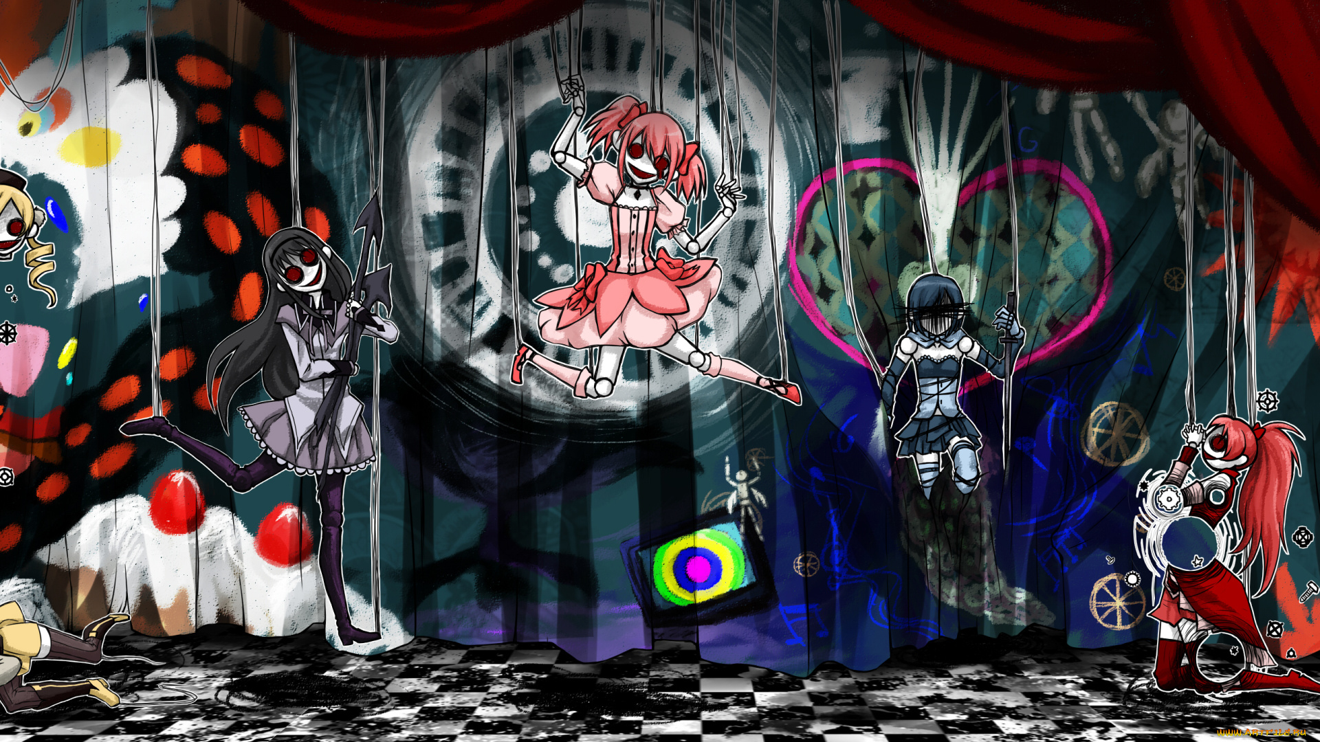 аниме, mahou, shoujo, madoka, magika, tomoe, mami, sakura, kyouko, miki, sayaka, kaname, akemi, homura, magica