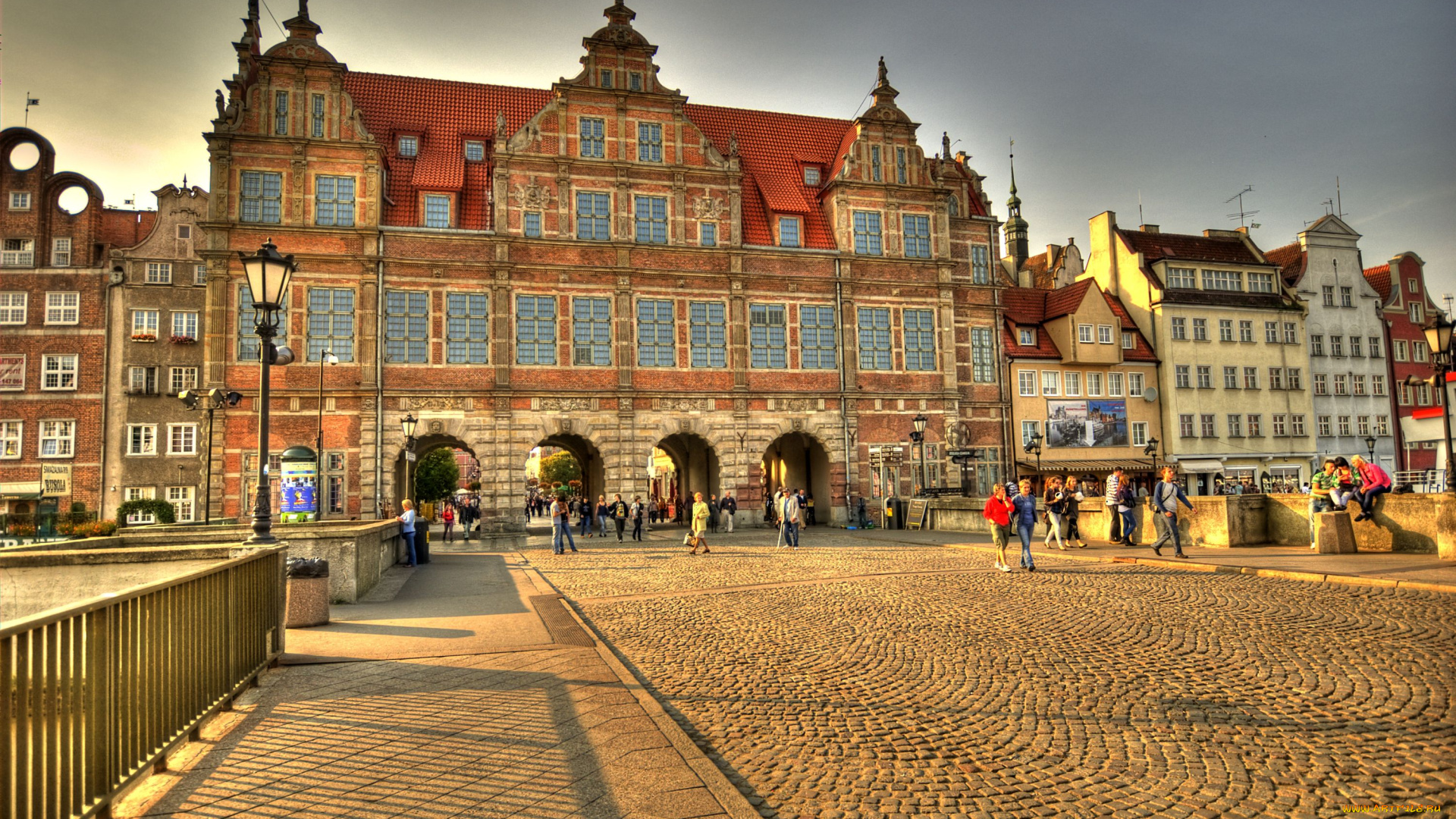 гданьск, польша, города, брусчатка, здания, мостовая