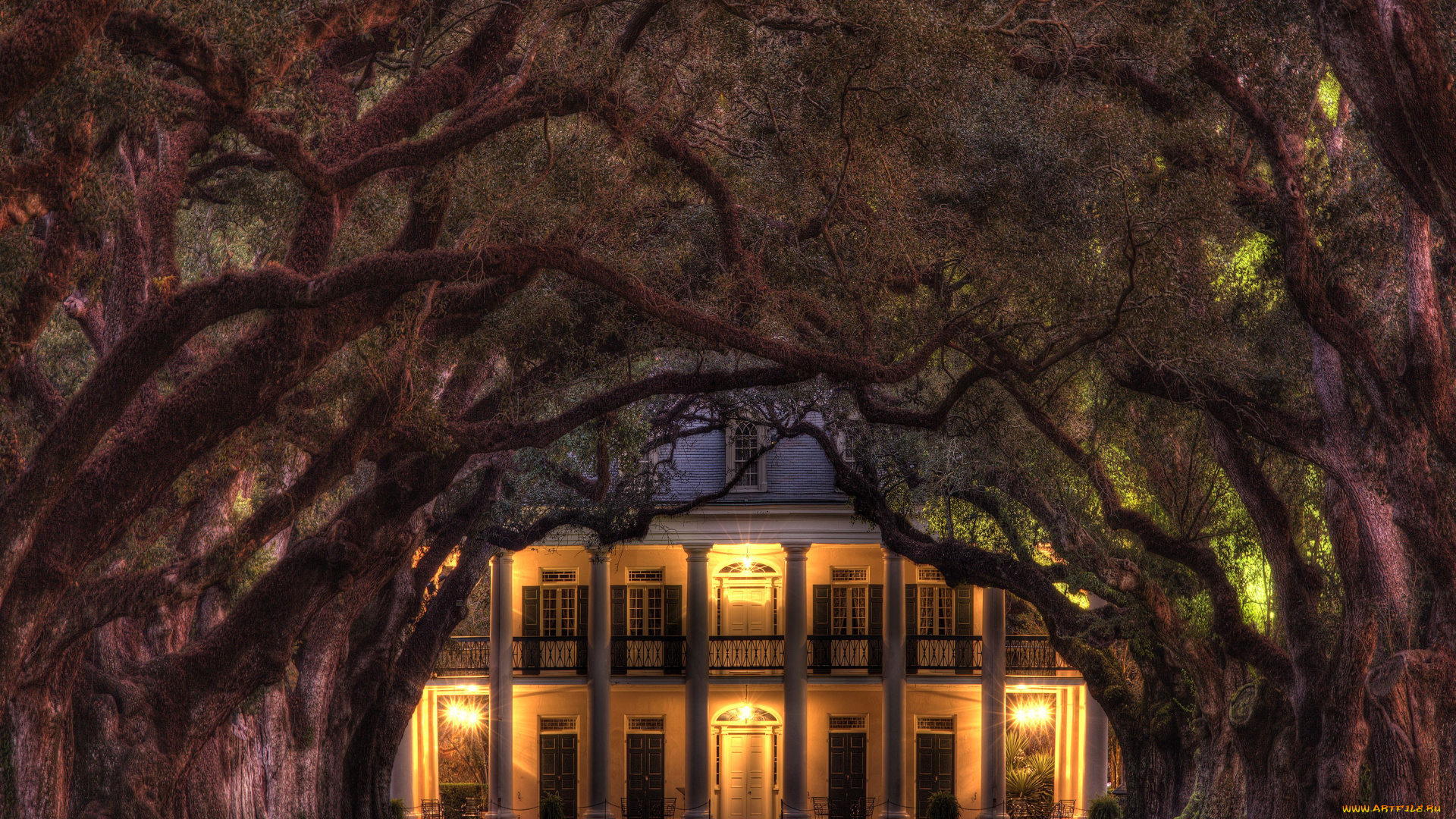 поместье, луизианне, сша, города, здания, дома, дубовая, аллея, усадьба