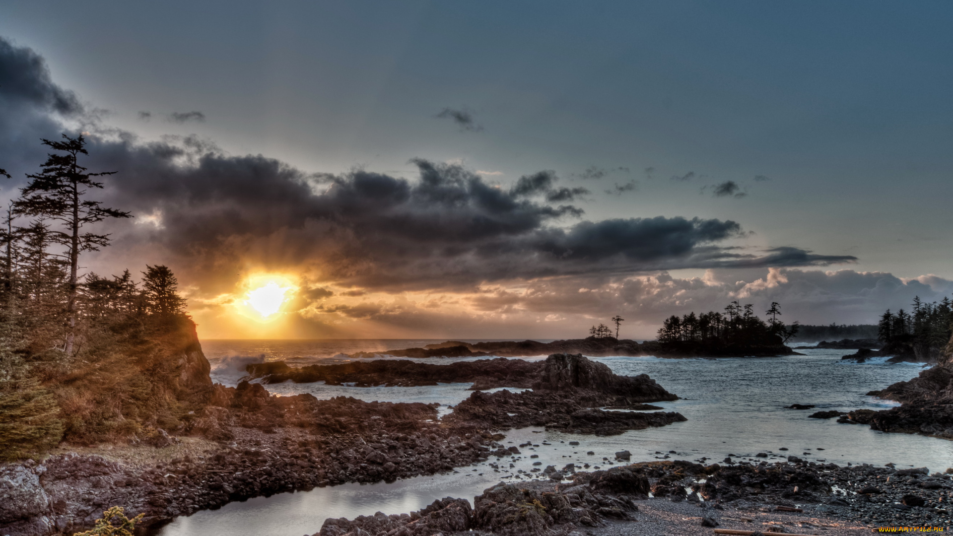 british, columbia, canada, природа, восходы, закаты, пейзаж, река, берег, закат