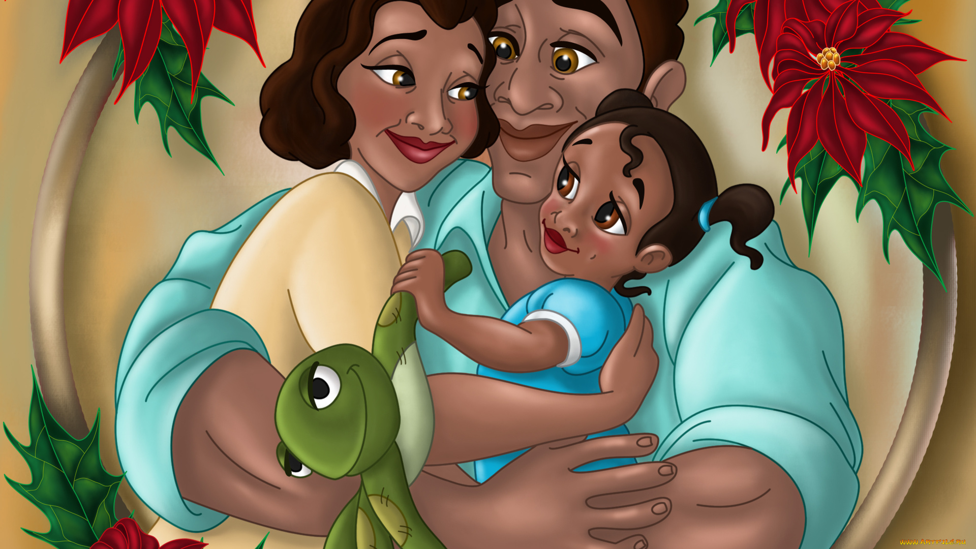 мультфильмы, the, princess, and, frog, семья, цветы