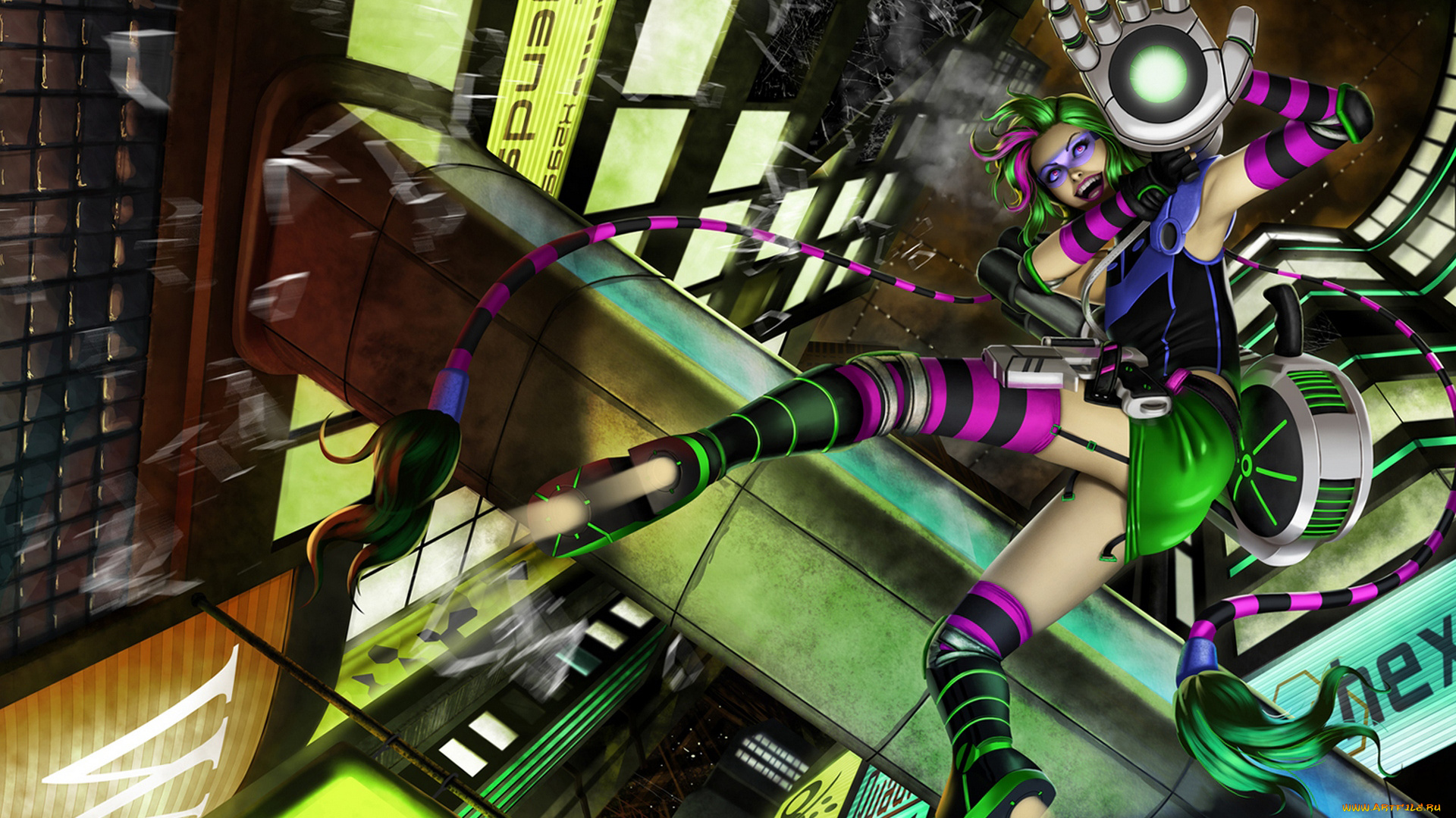 видео, игры, league, of, legends, fan, art, cyberpunk, jinx, league, of, legends