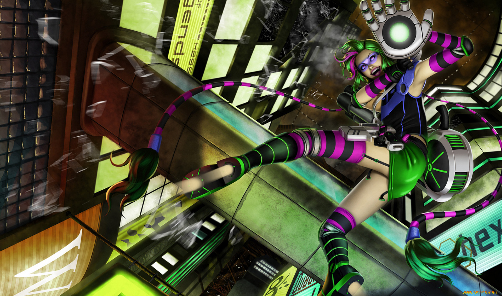 видео, игры, league, of, legends, fan, art, cyberpunk, jinx, league, of, legends