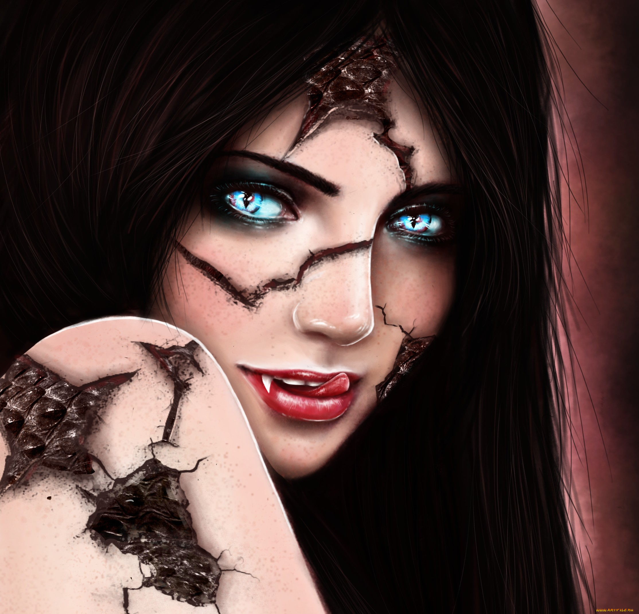 видео, игры, league, of, legends, улыбка, league, of, legends, cassiopeia, лицо, трещины, девушка, клыки, чешуя, язык