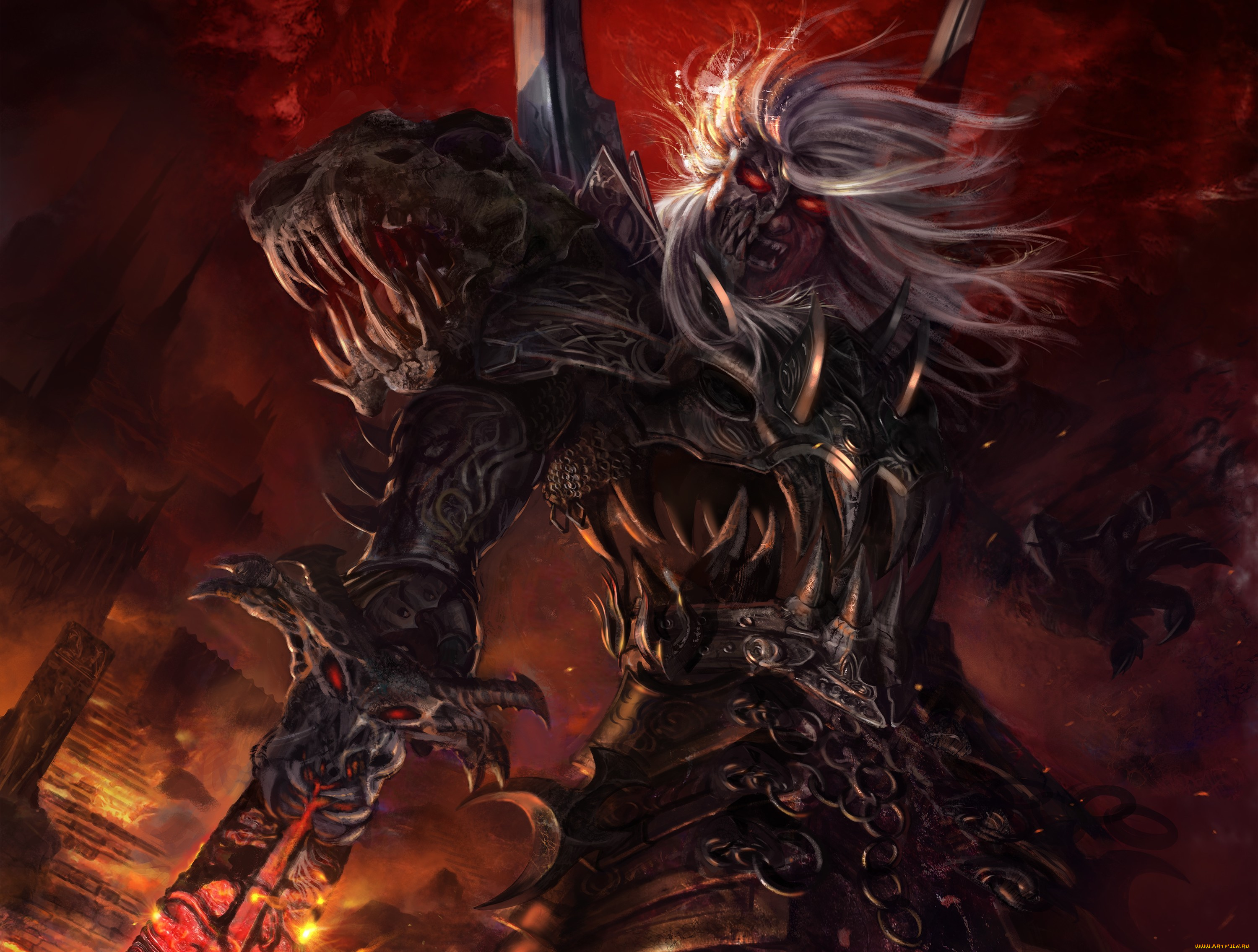 видео, игры, legend, of, the, cryptids, арт, мужчина, доспех, меч, горящие, глаза, маска, legend, of, the, cryptids