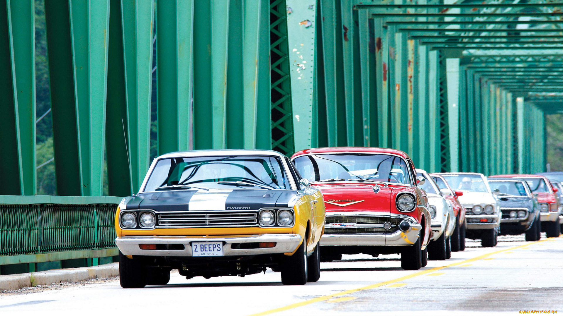 автомобили, выставки, и, уличные, фото, belair, chevrolet, plymouth, roadrunner