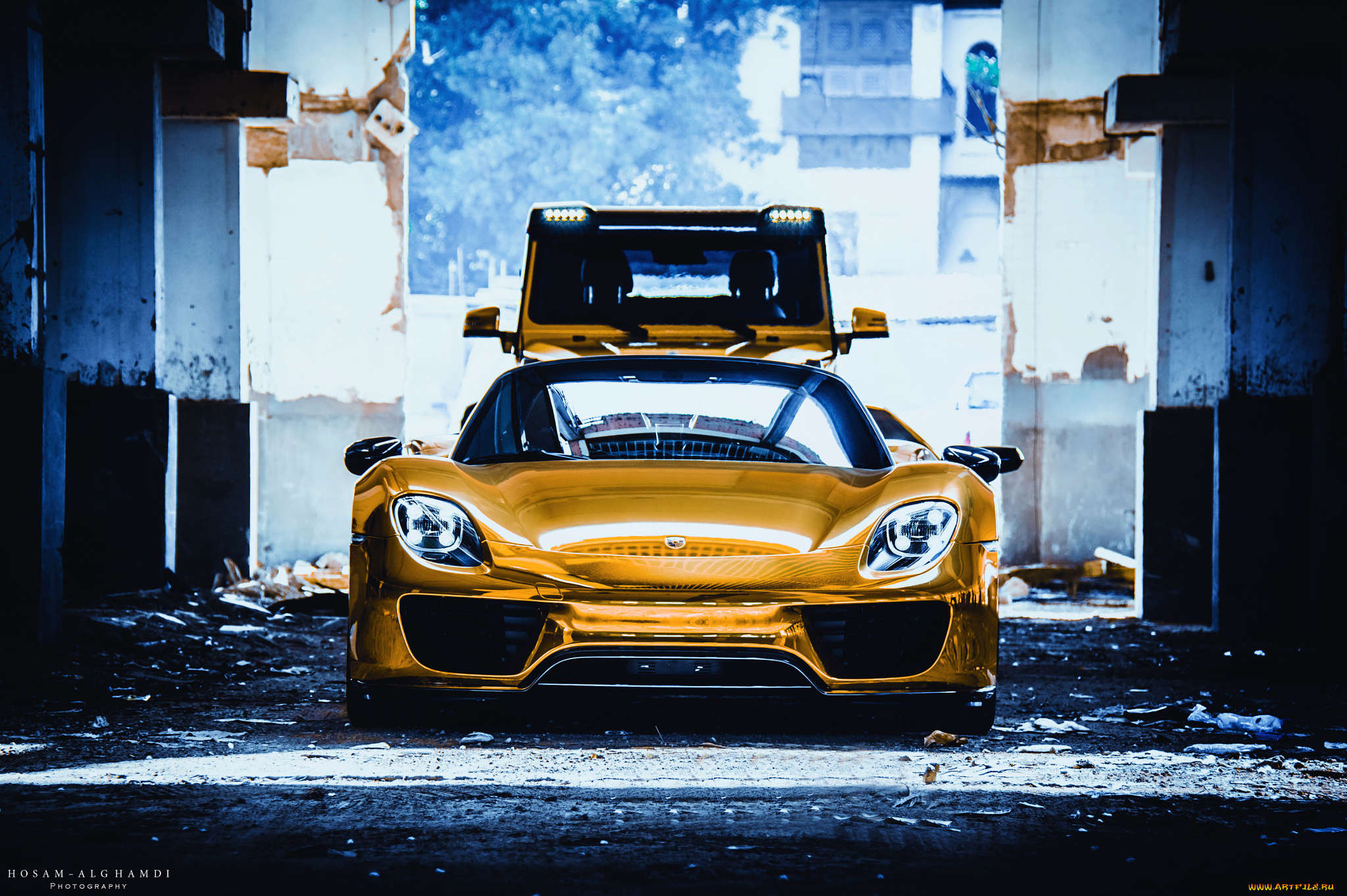 автомобили, porsche, spyder, golden, 918