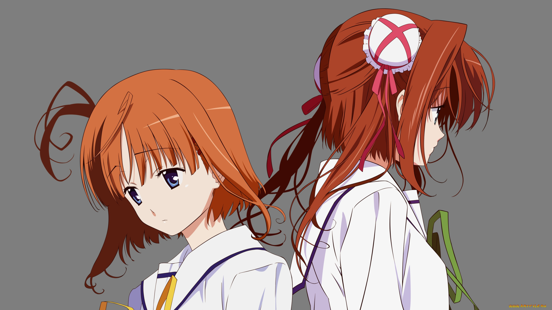 again, аниме, unknown, , другое, девушки, взгляд, фон