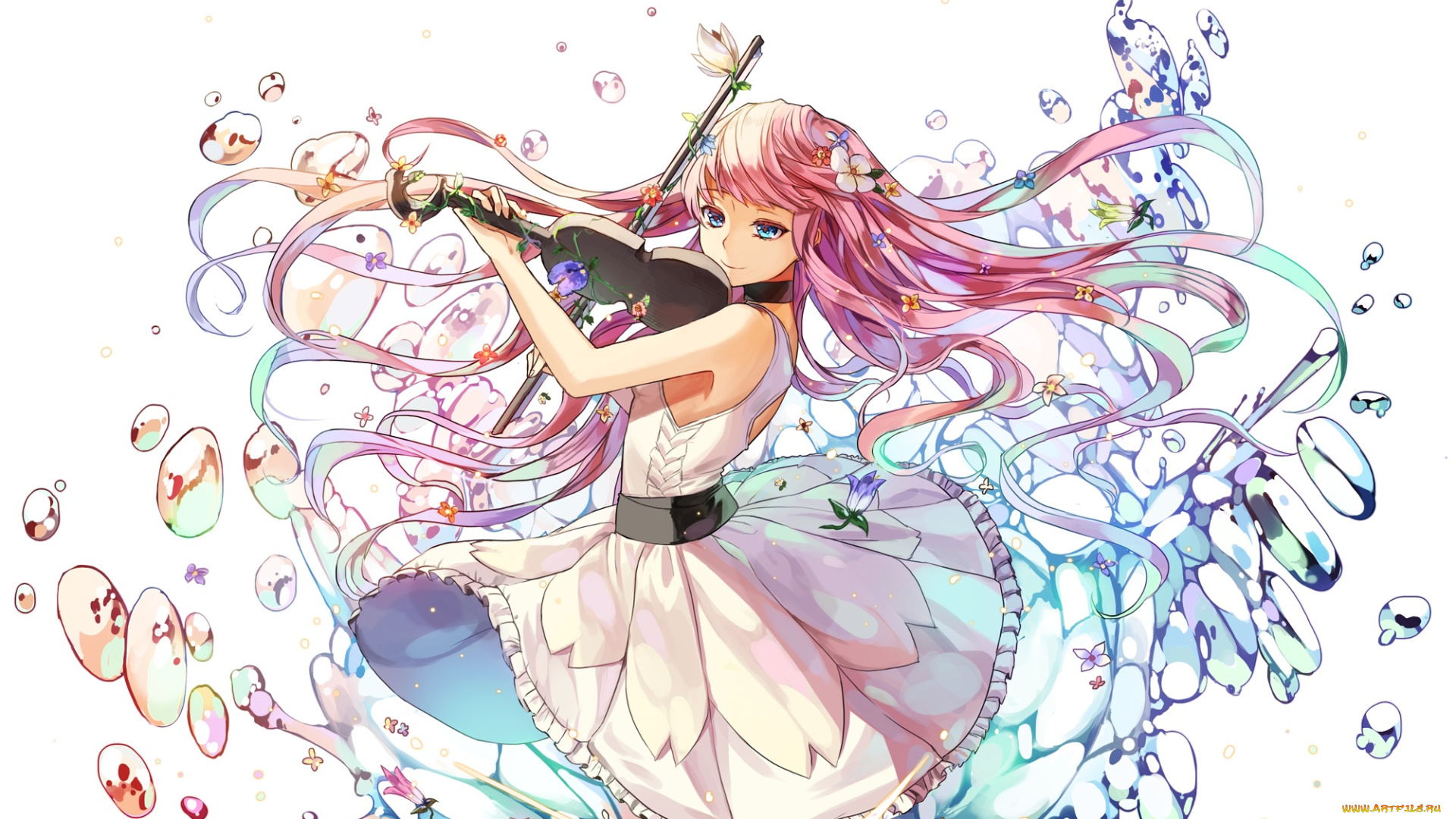 аниме, музыка, скрипка, девочка