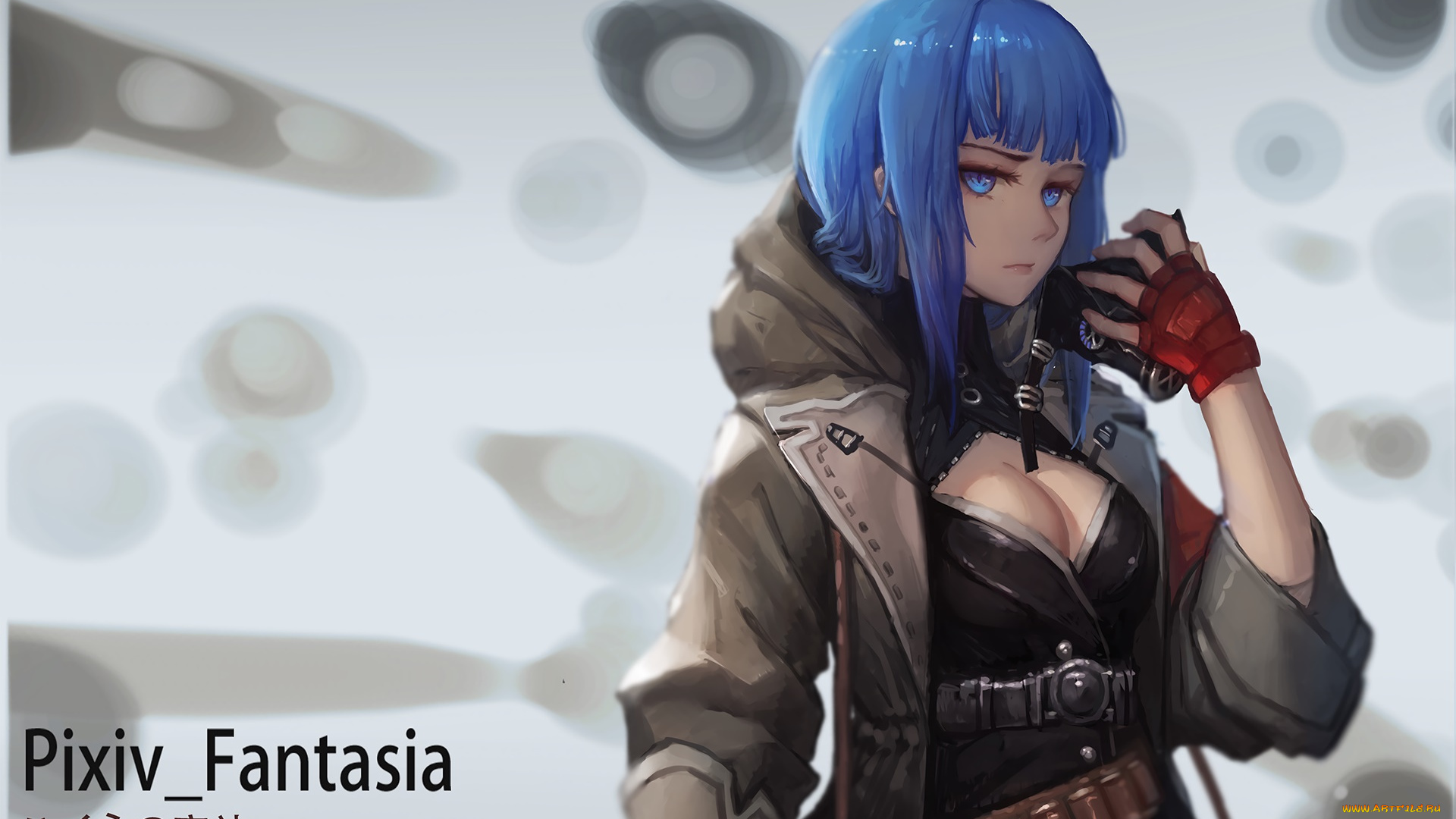 аниме, pixiv, fantasia, фон, взгляд, девушка