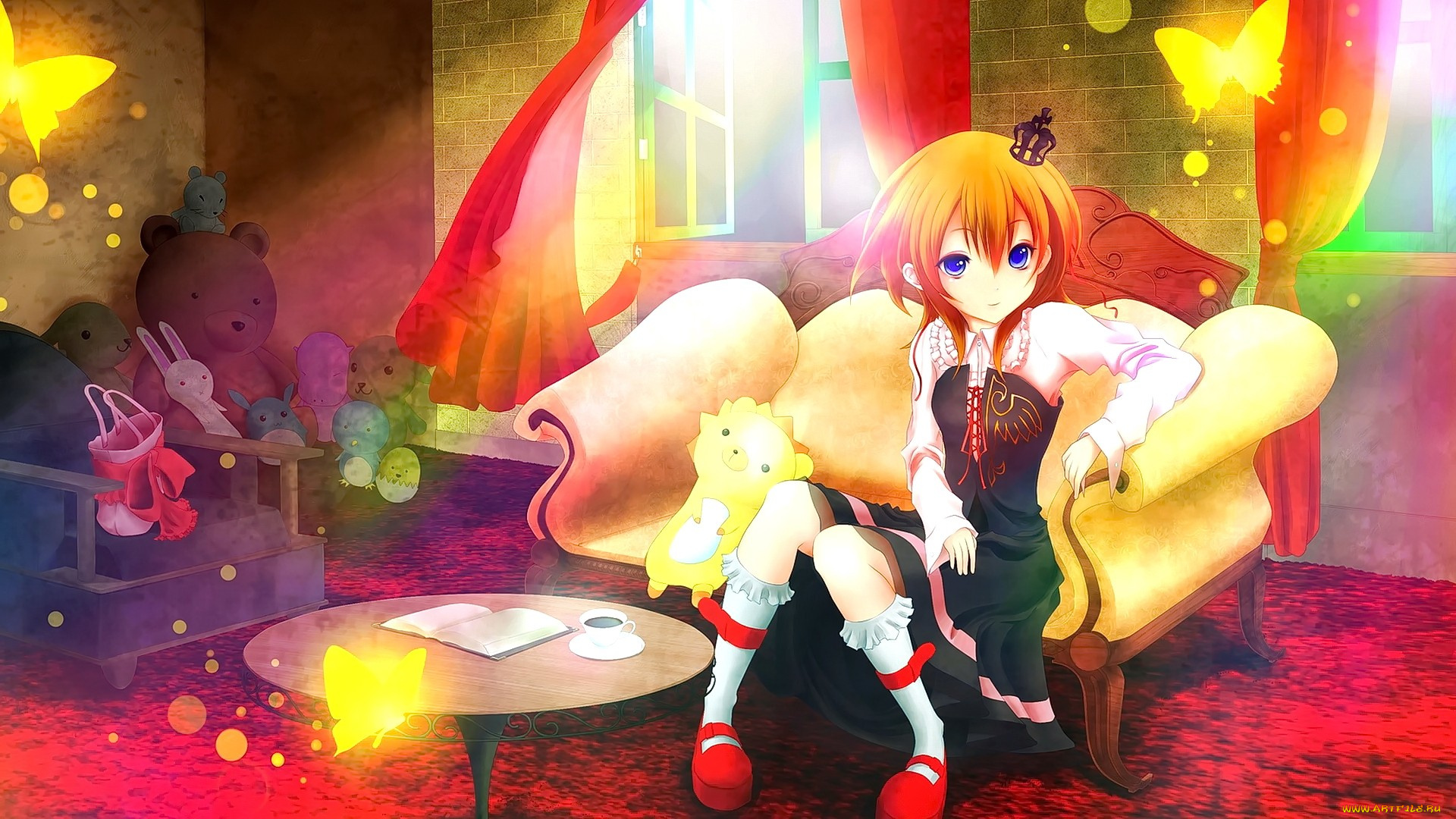 аниме, umineko, no, naku, koro, ni, девушка, взгляд, фон