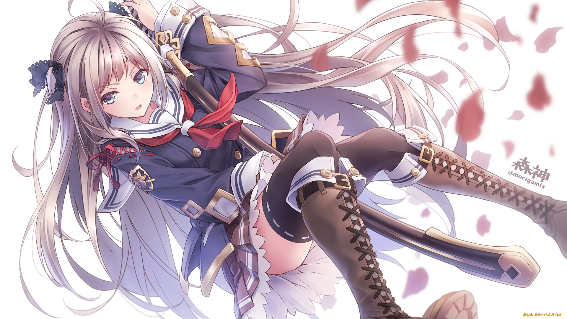 аниме, unknown, , другое, девушка, взгляд, фон