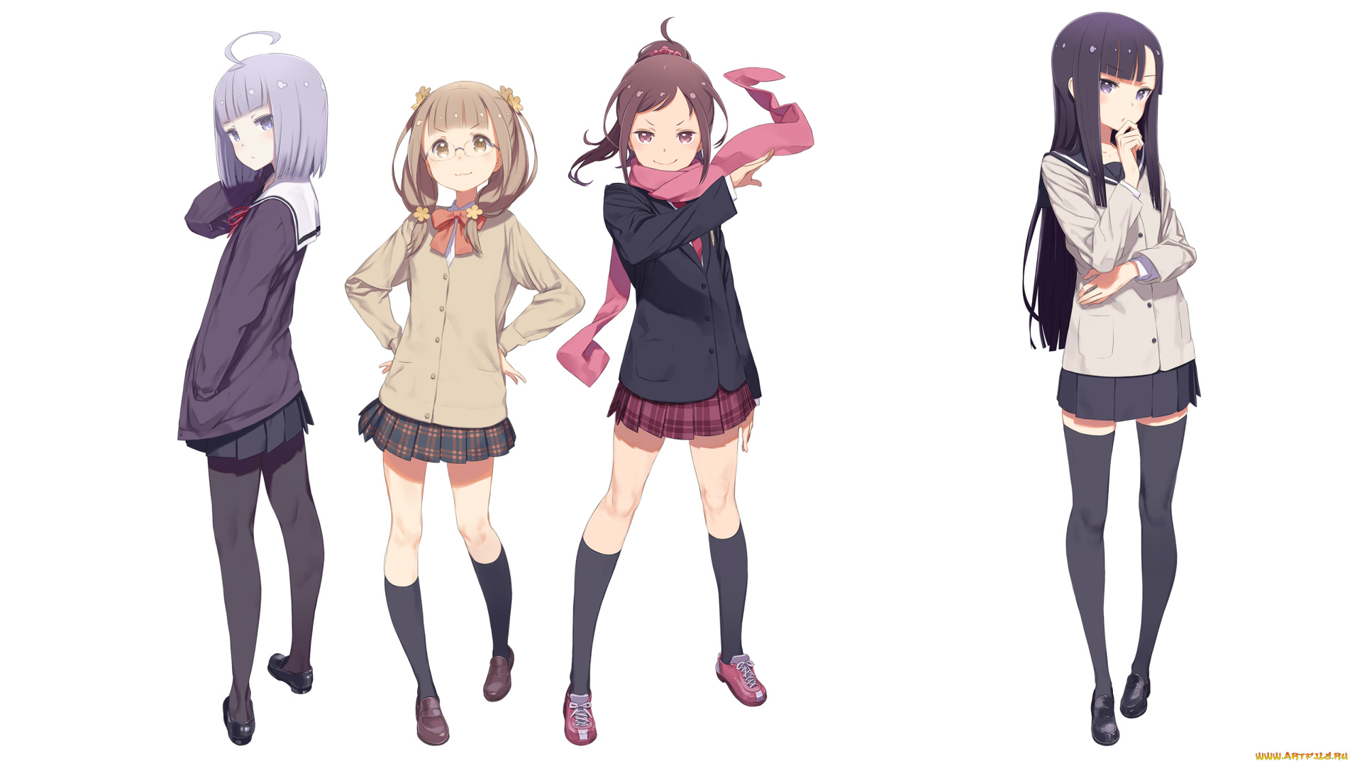 аниме, unknown, , другое, девушки, взгляд, фон