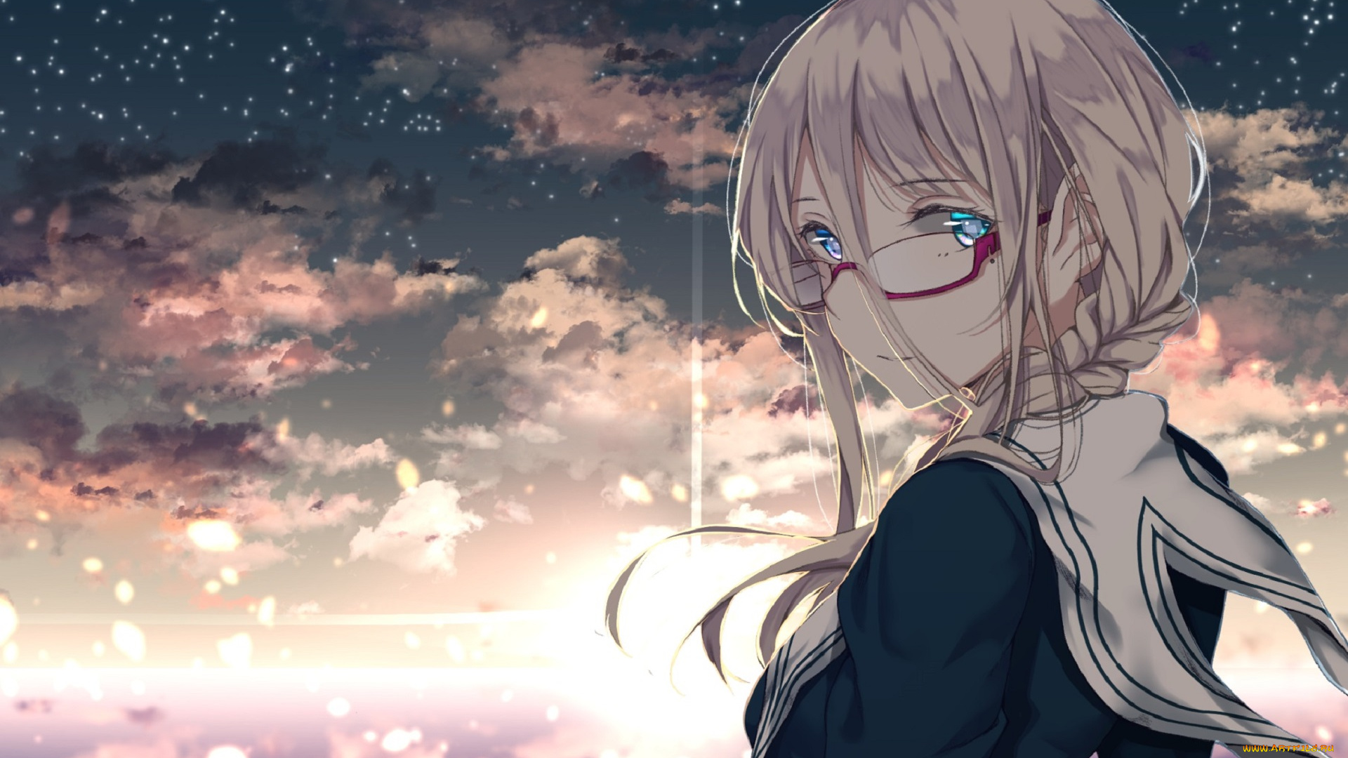 аниме, unknown, , другое, небо, девочка