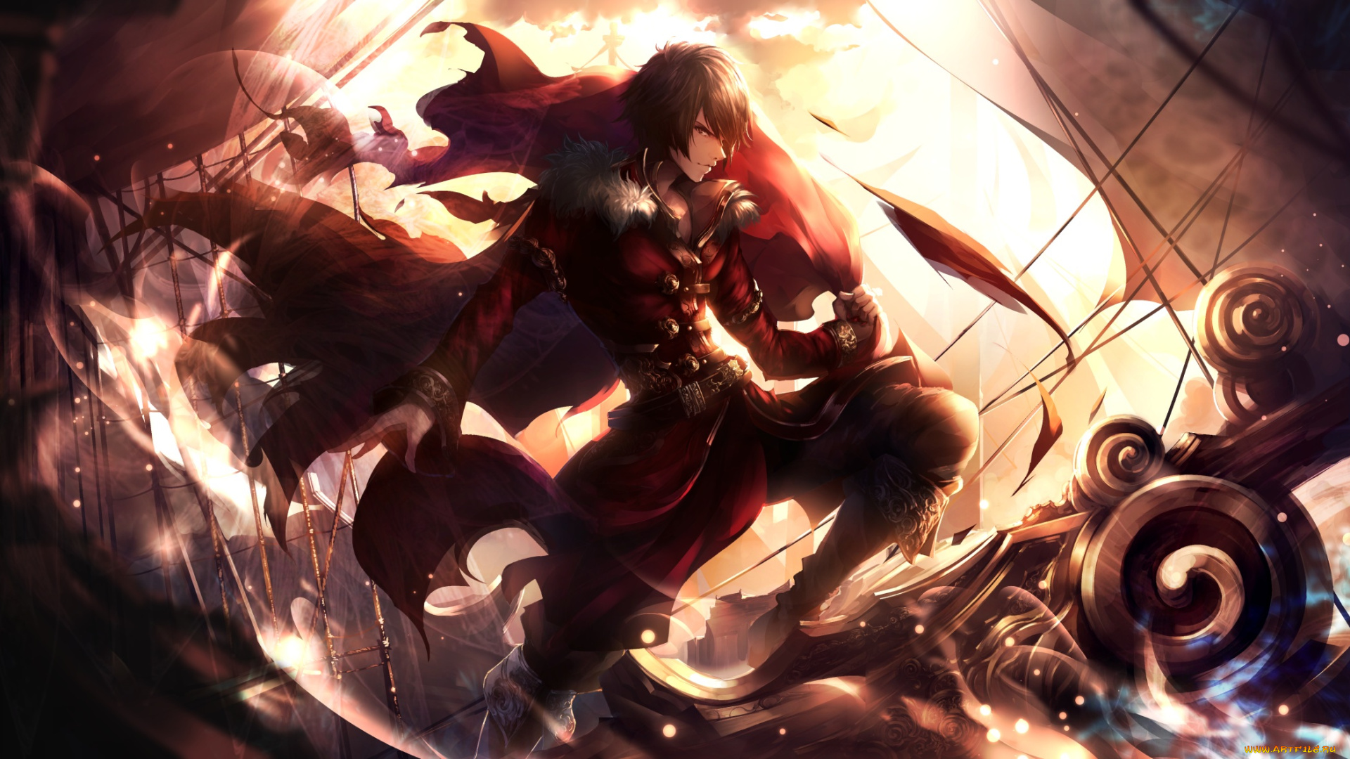 аниме, unknown, , другое, парень, арт, корабль