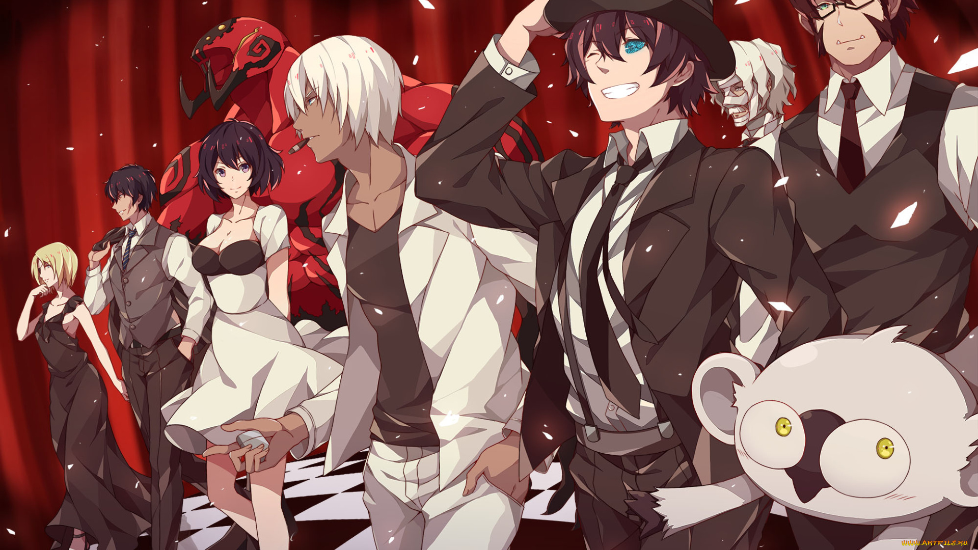 kekkai, sensen, аниме, парни, взгляд, фон