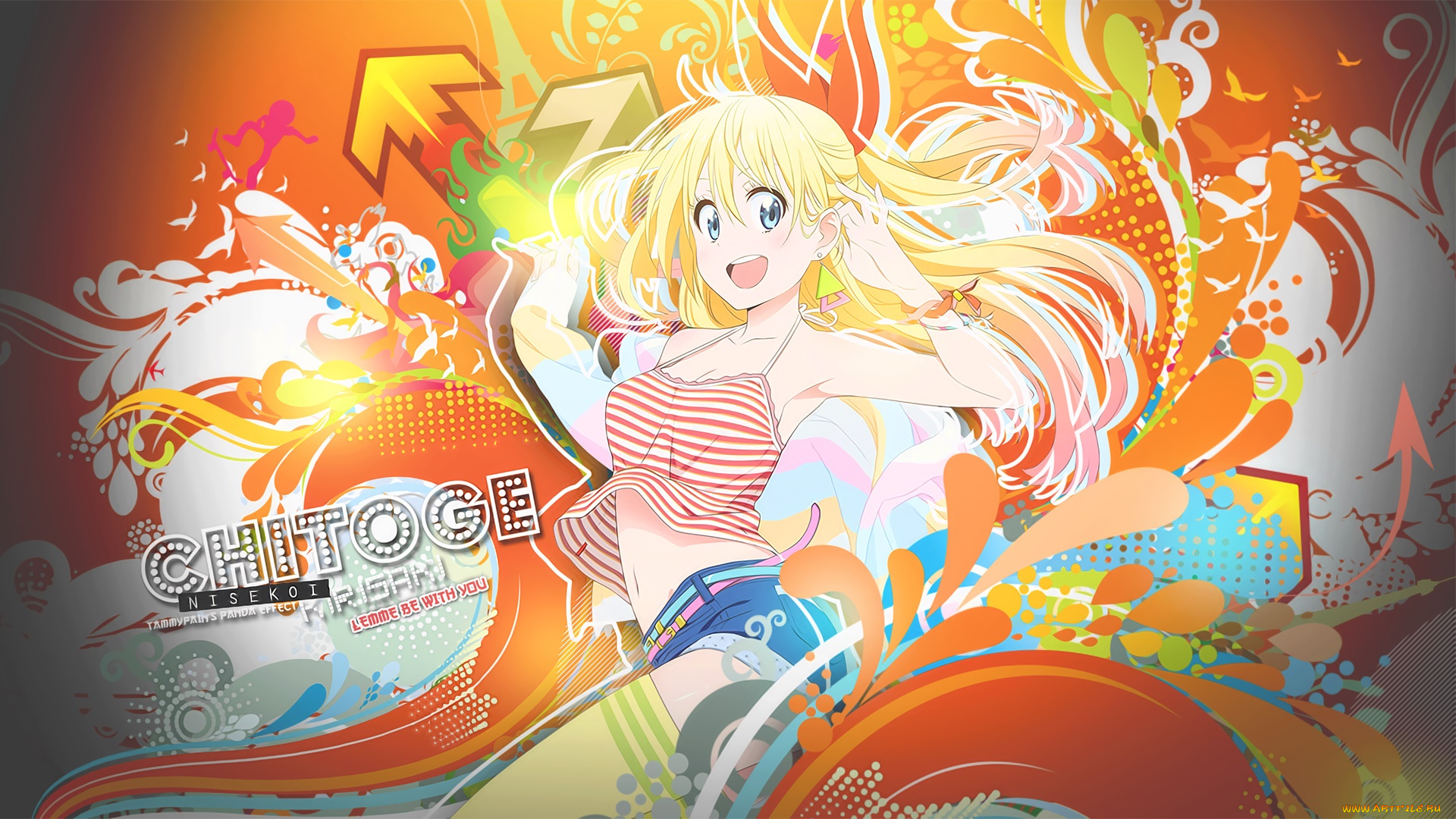 nisekoi, аниме, взгляд, девушка, фон