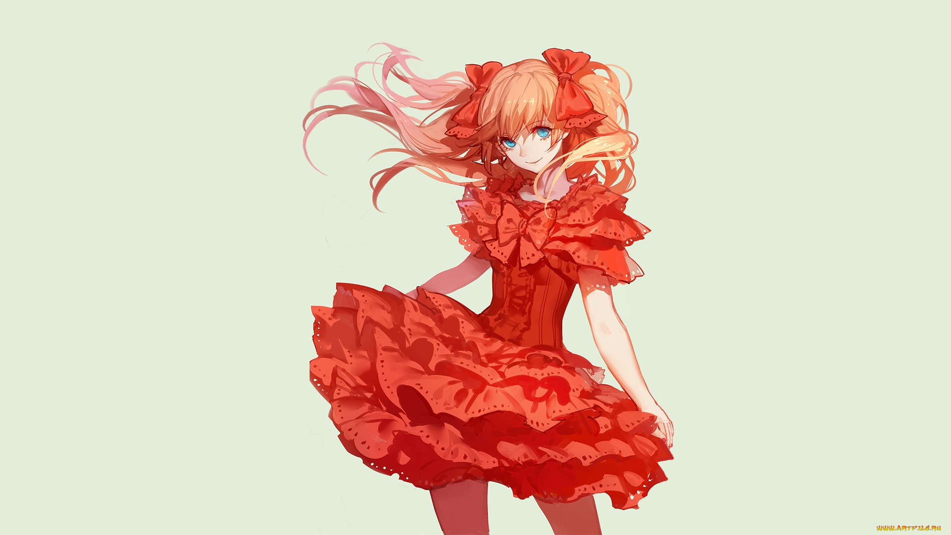 peach, girl, аниме, девушка, взгляд, фон