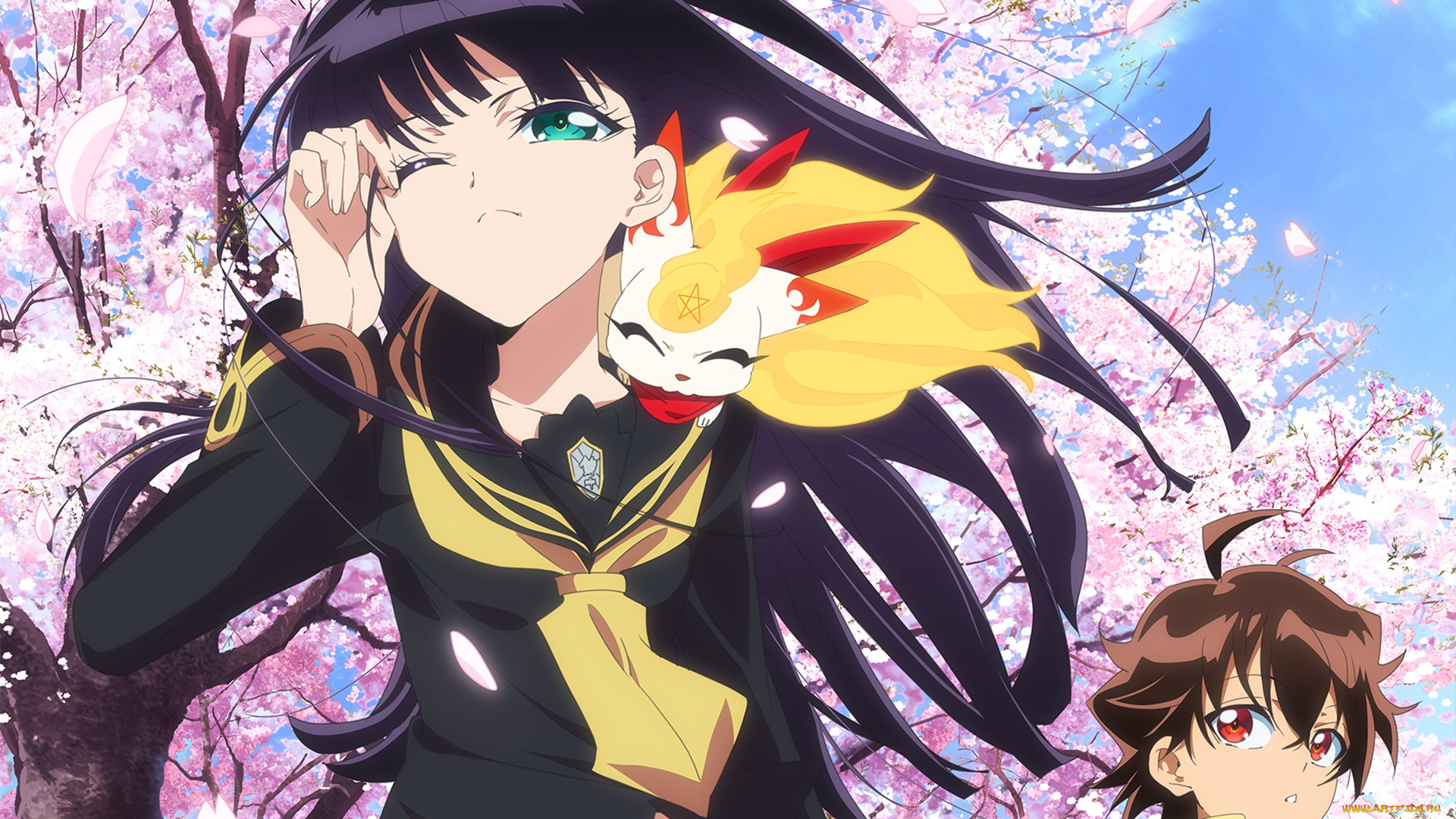 sousei, no, onmyouji, аниме, девушка, взгляд, фон