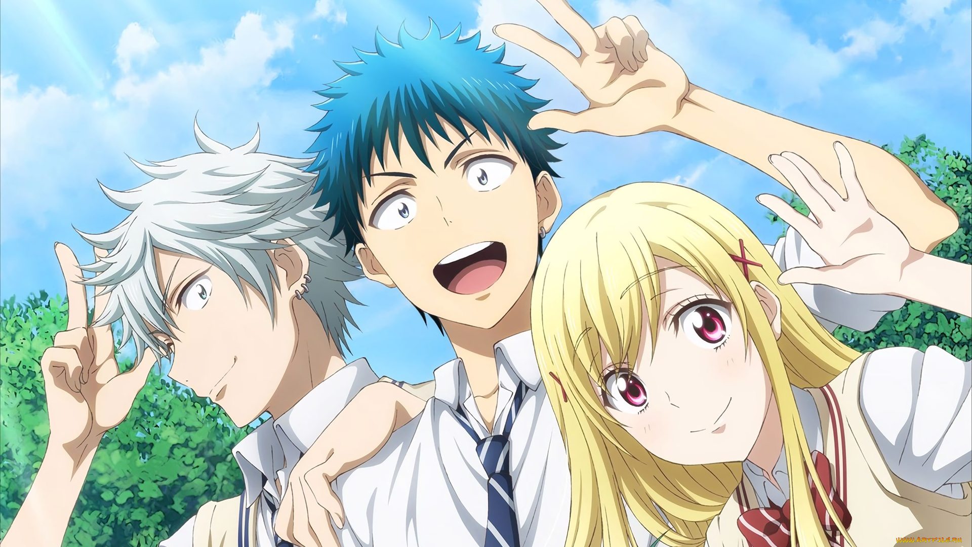 yamada-kun, to, 7-nin, no, majo, аниме, фон, взгляд, девушка, парни